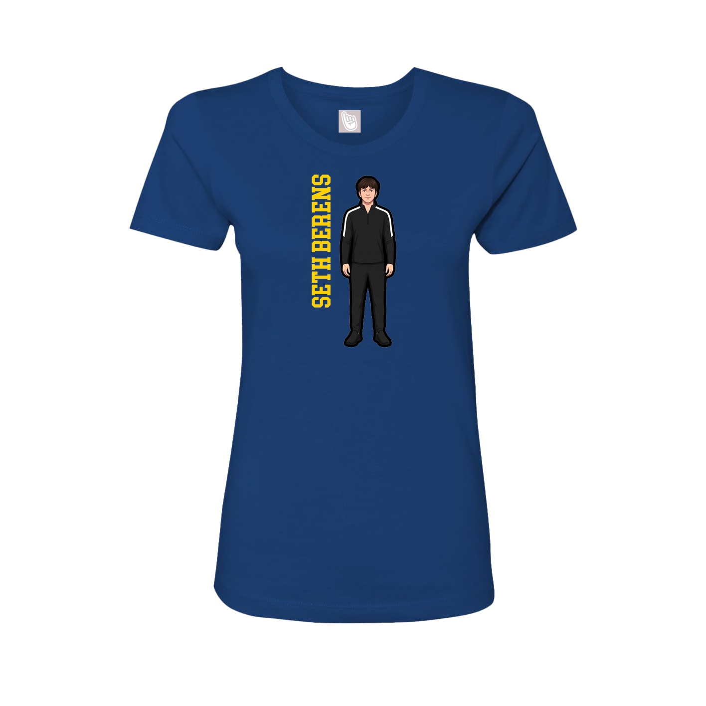 Fitted Women's Tee — Name Vertical in Royal