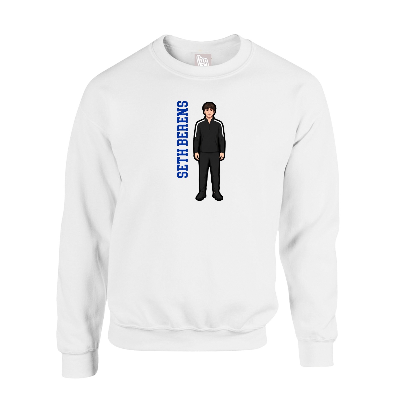 Fleece Crew — Name Vertical in White