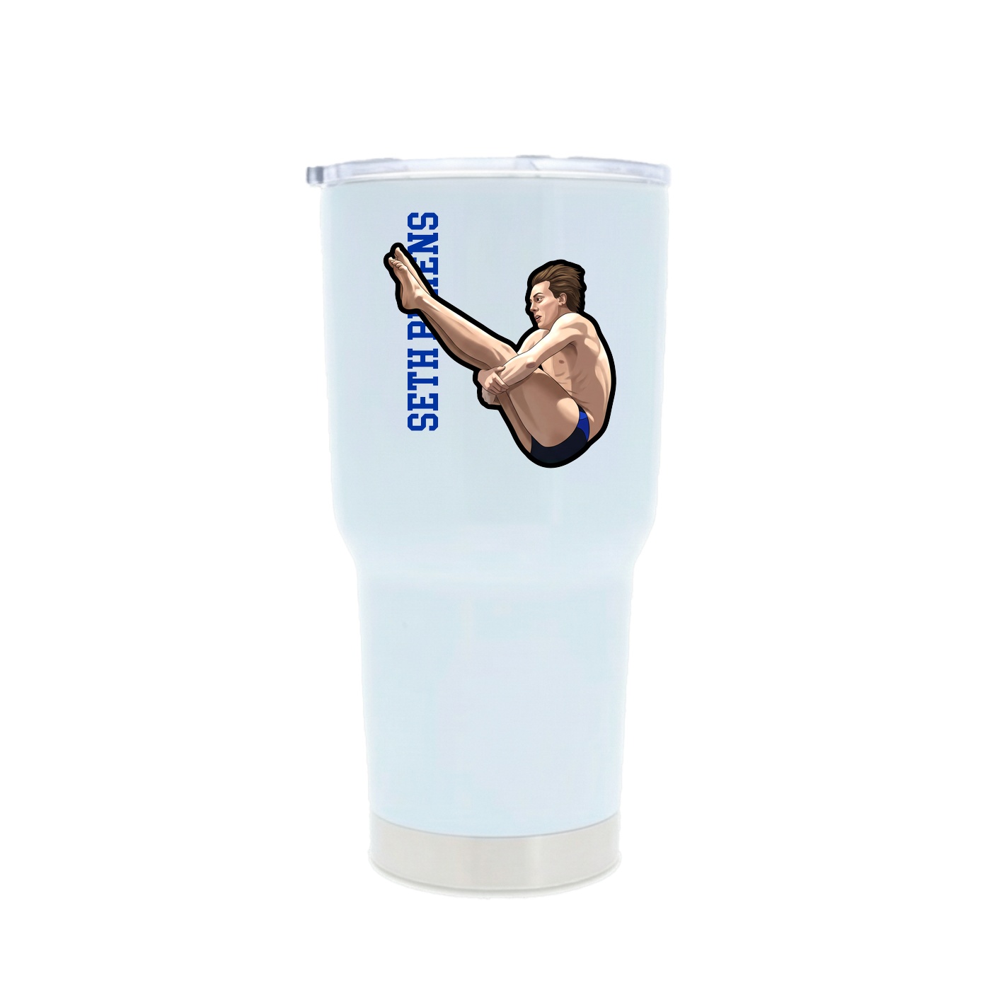 30oz Stainless Steel Tumbler — Name Vertical in White