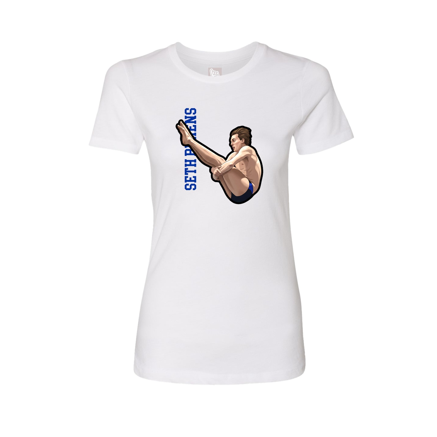 Fitted Women's Tee — Name Vertical in White