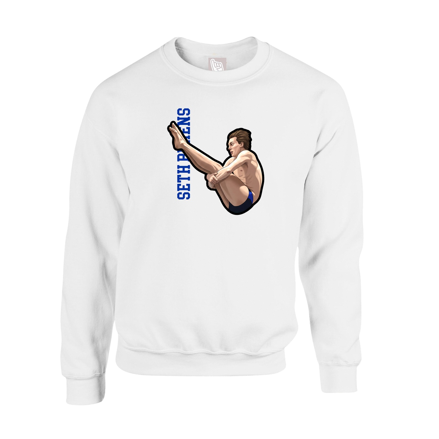 Fleece Crew — Name Vertical in White