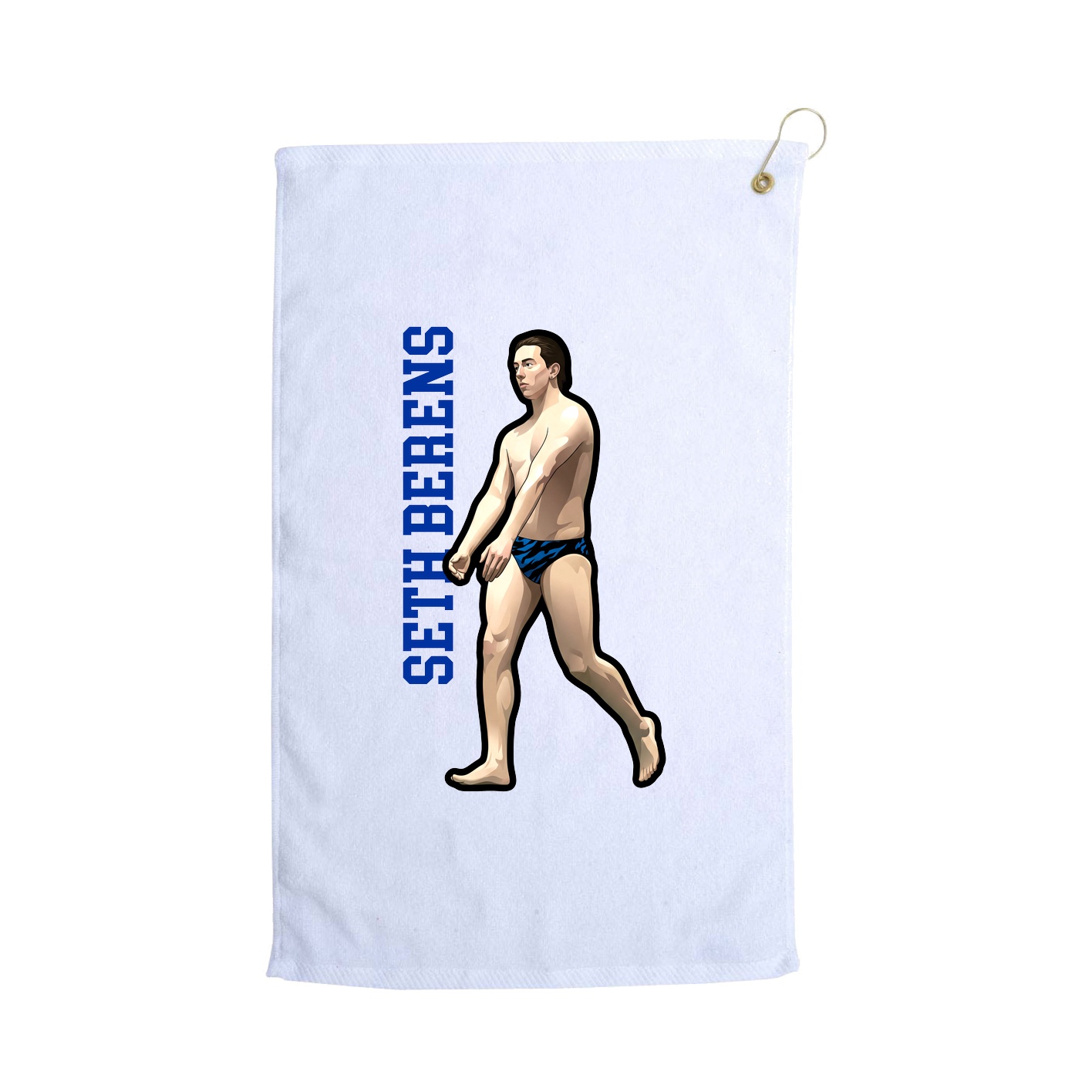 Golf Towel — Name Vertical in White