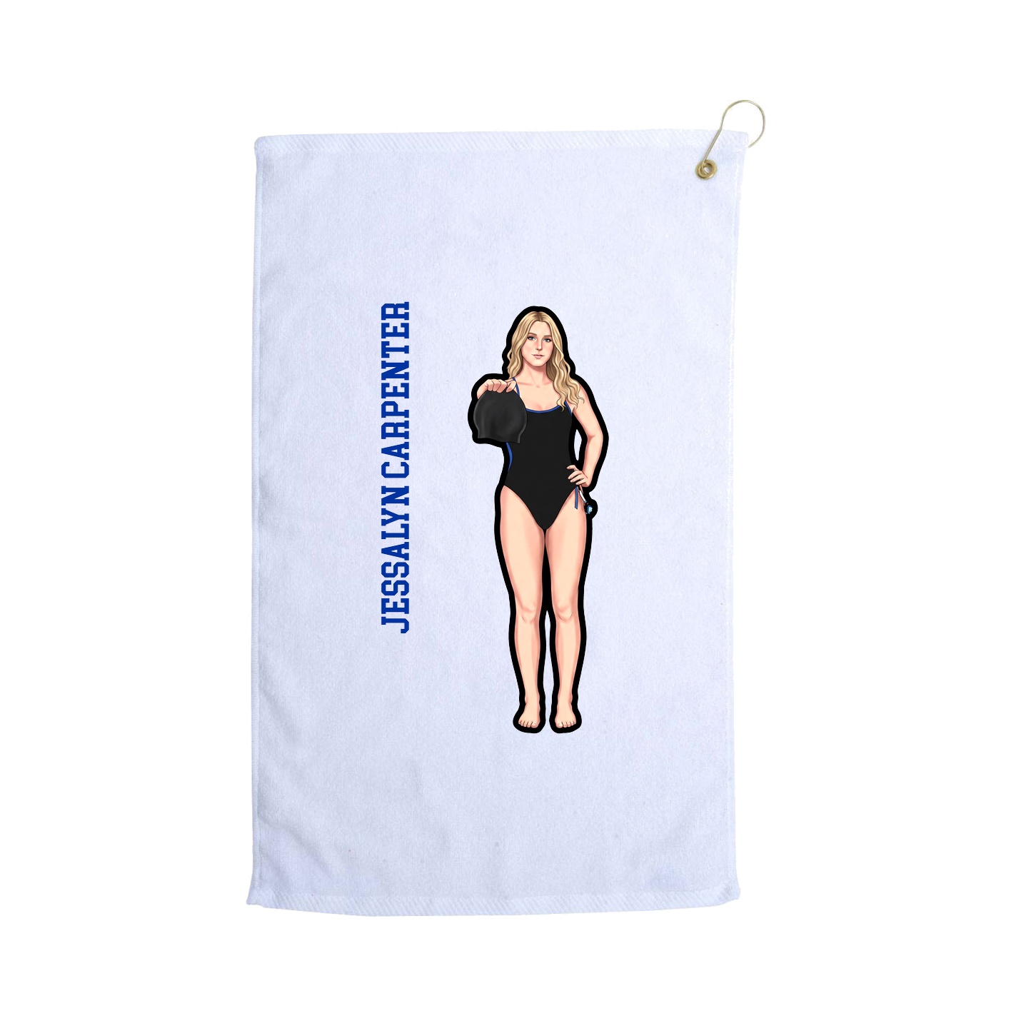 Golf Towel — Name Vertical in White