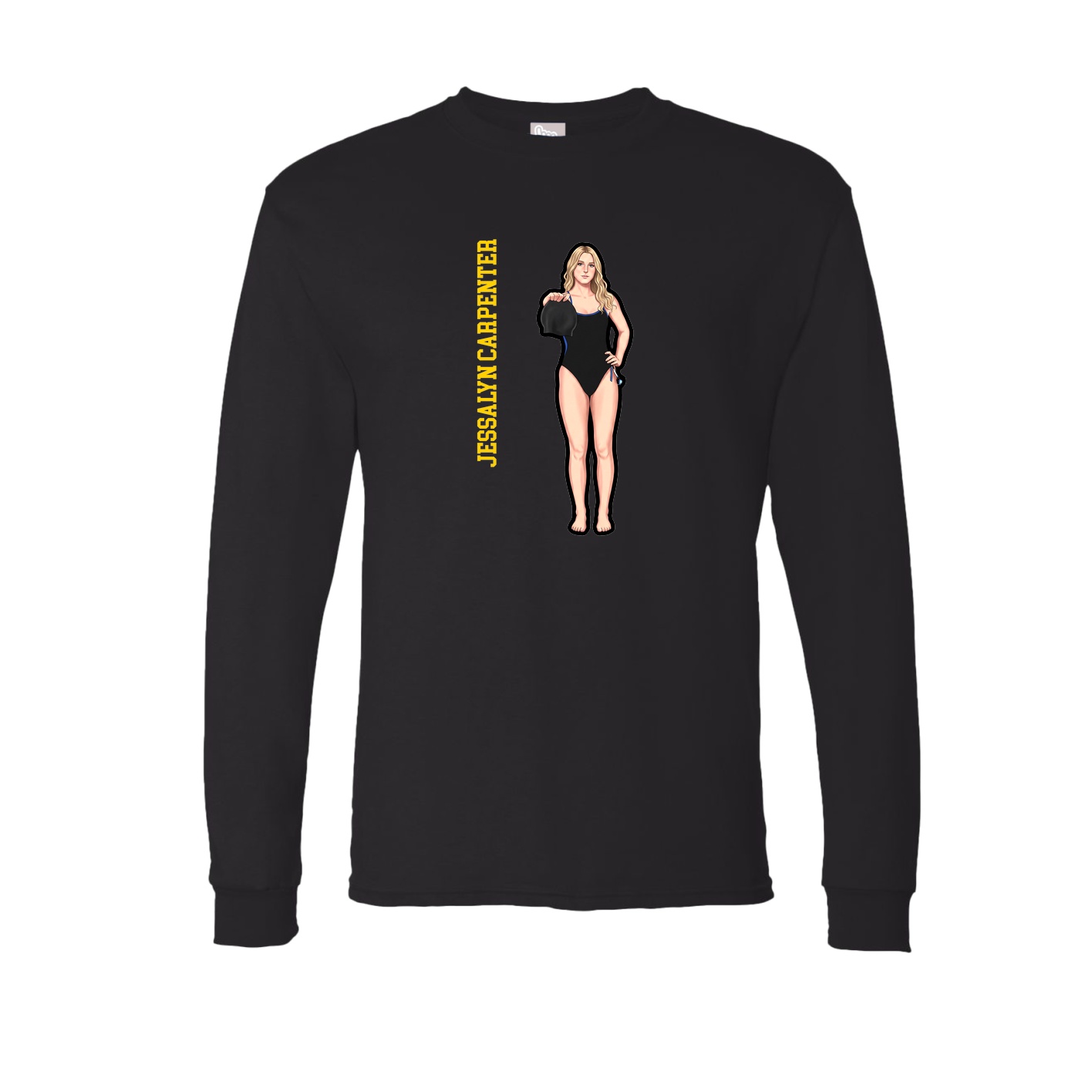 Long Sleeve Tee — Name Vertical in Black