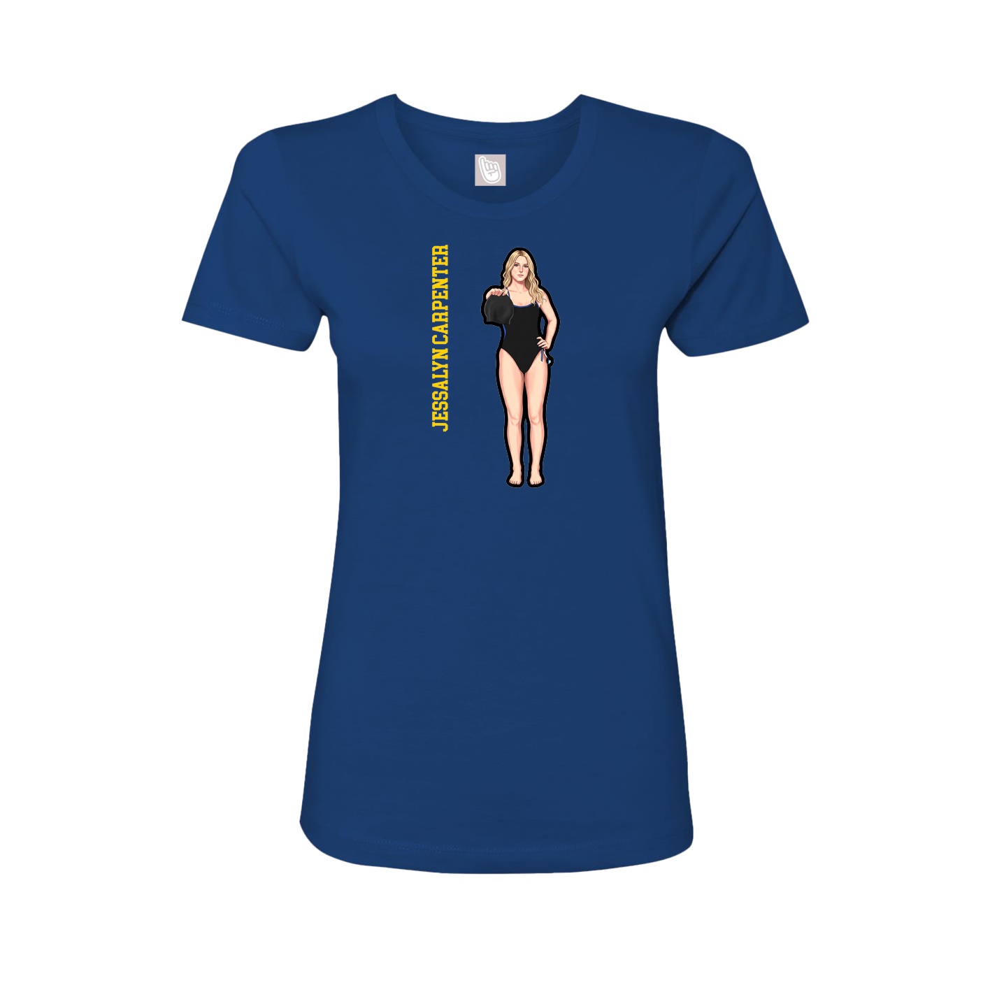 Fitted Women's Tee — Name Vertical in Royal