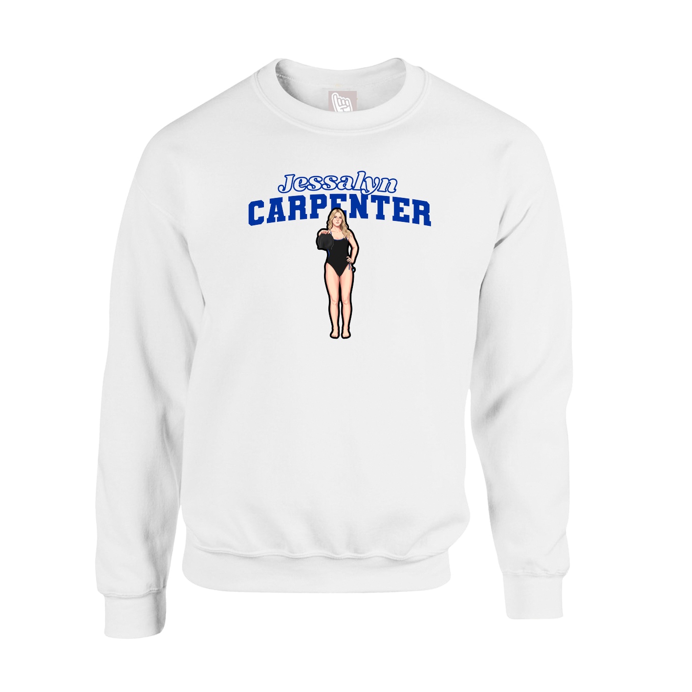 Fleece Crew — Name Arch in White