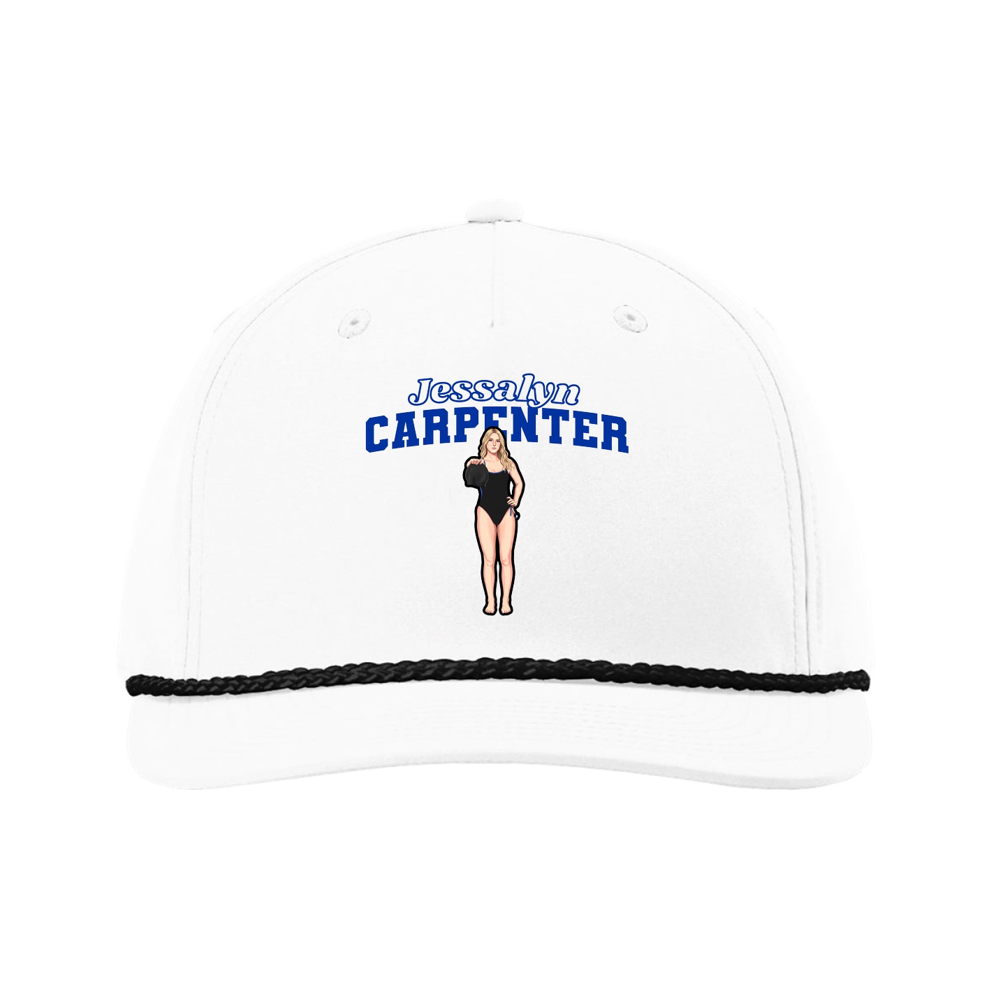 Five-Panel Classic Rope Cap — Name Arch in White