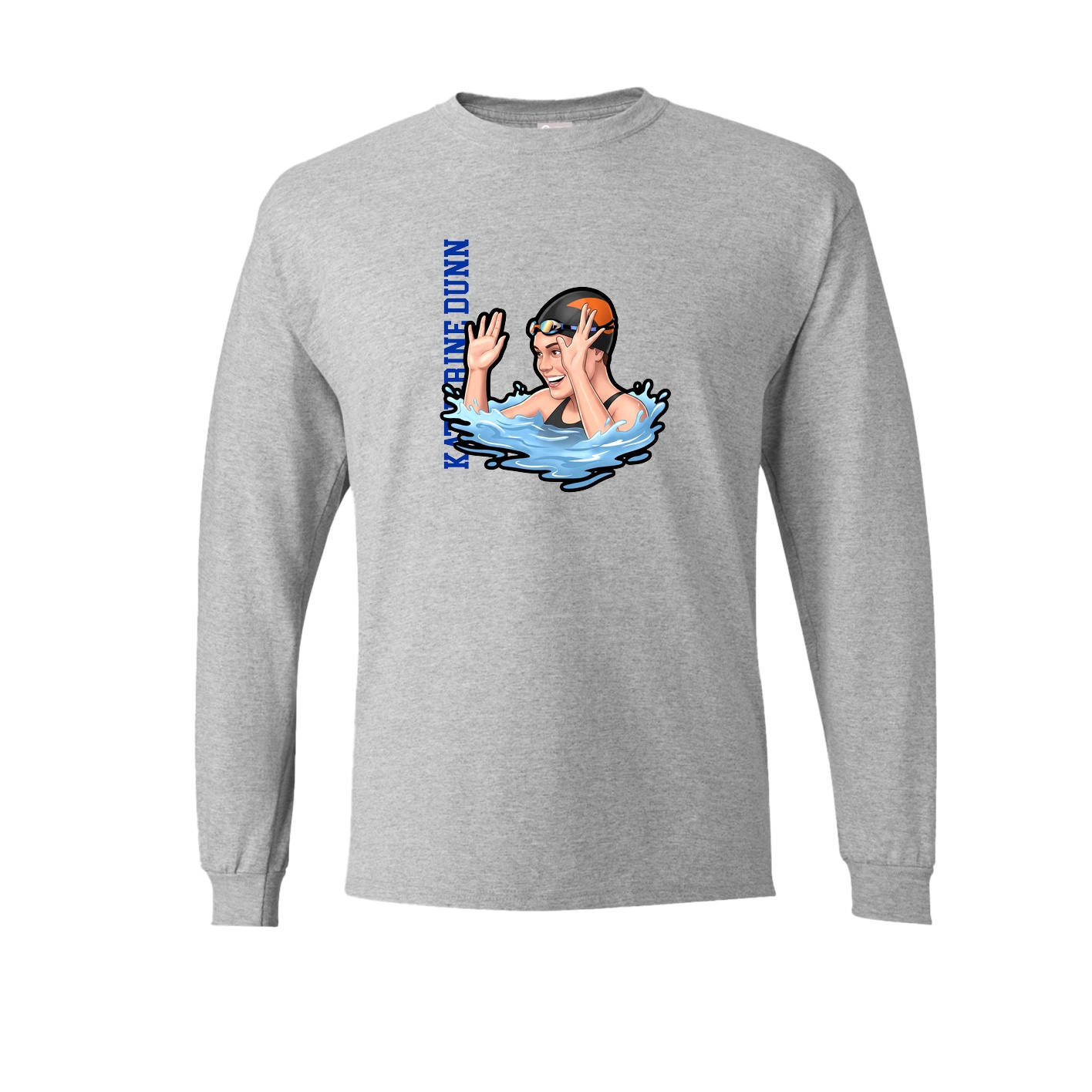 Long Sleeve Tee — Name Vertical in Grey