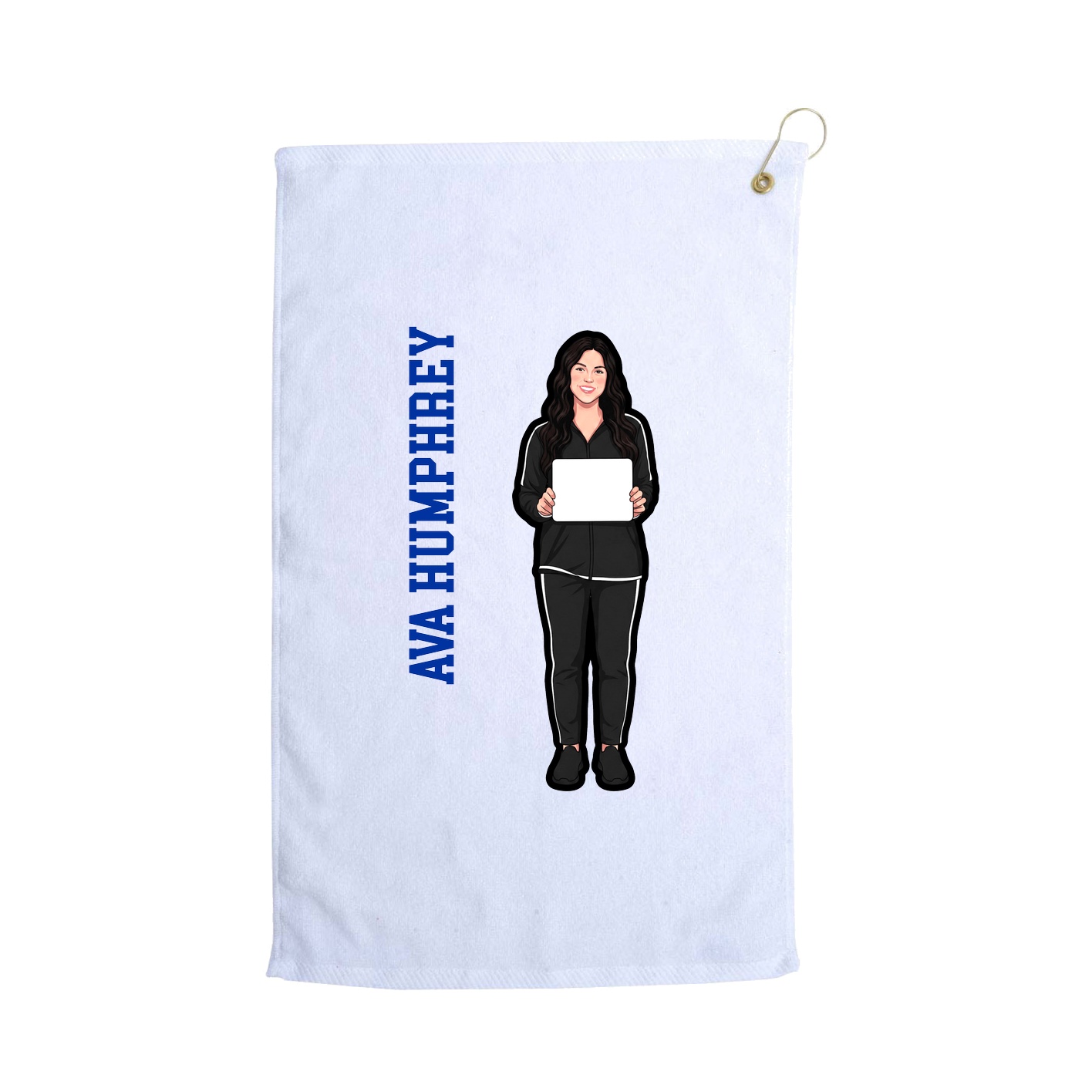 Golf Towel — Name Vertical in White