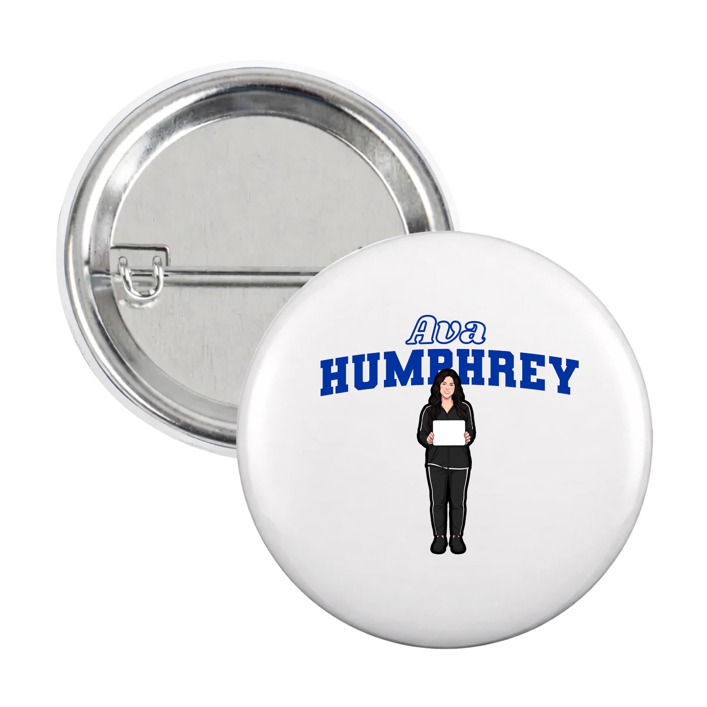 Game Day Button — Name Arch in White