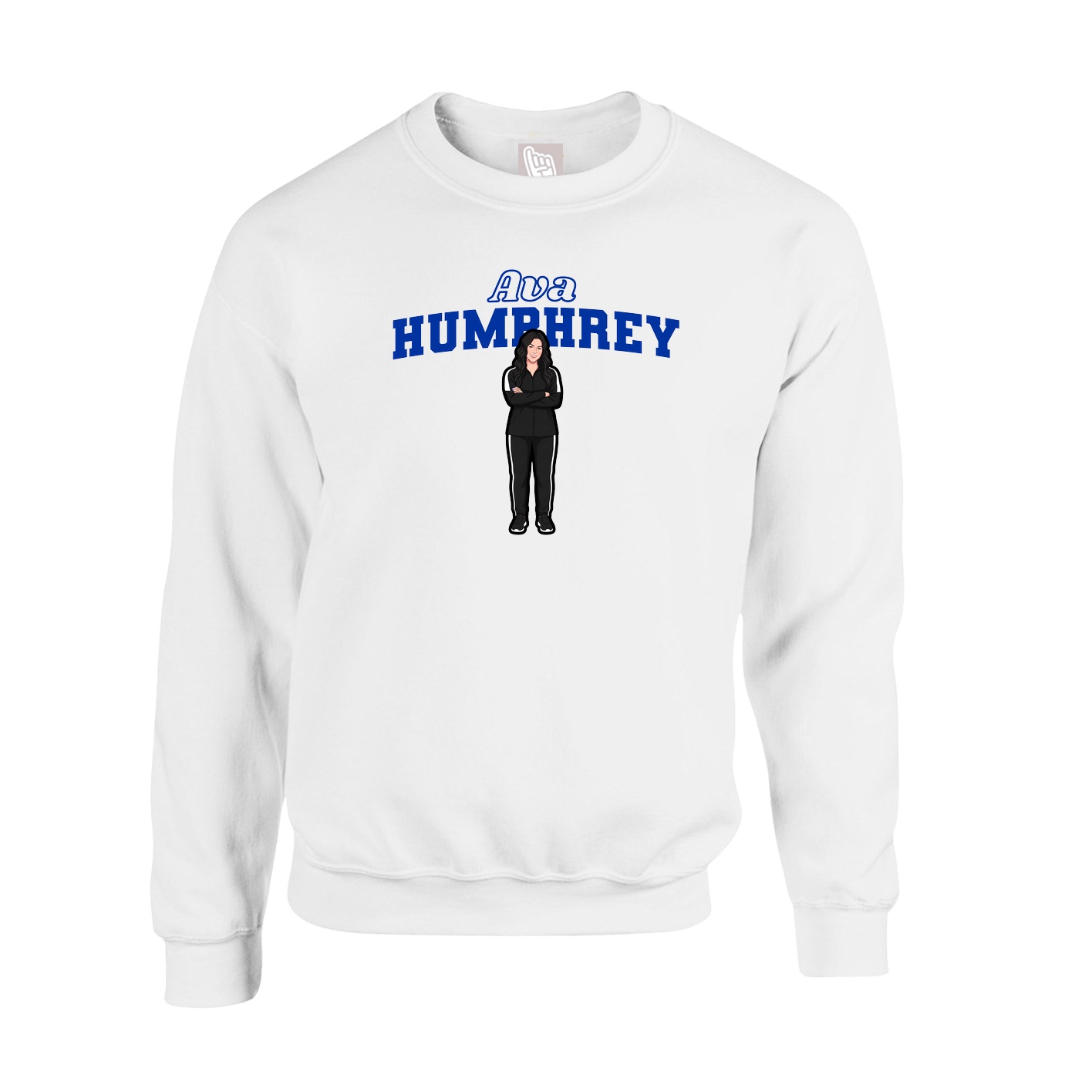 Fleece Crew — Name Arch in White