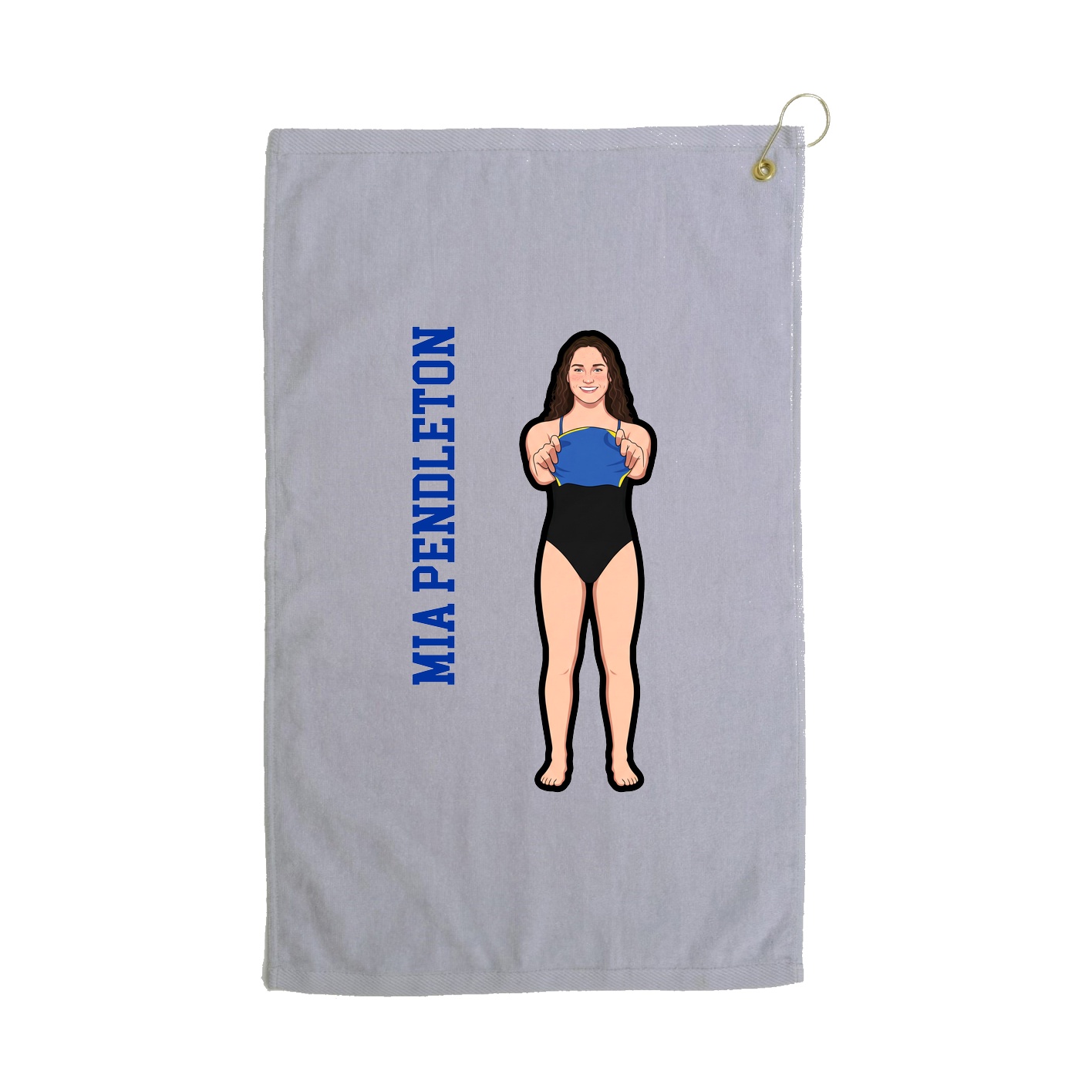 Golf Towel — Name Vertical in Grey
