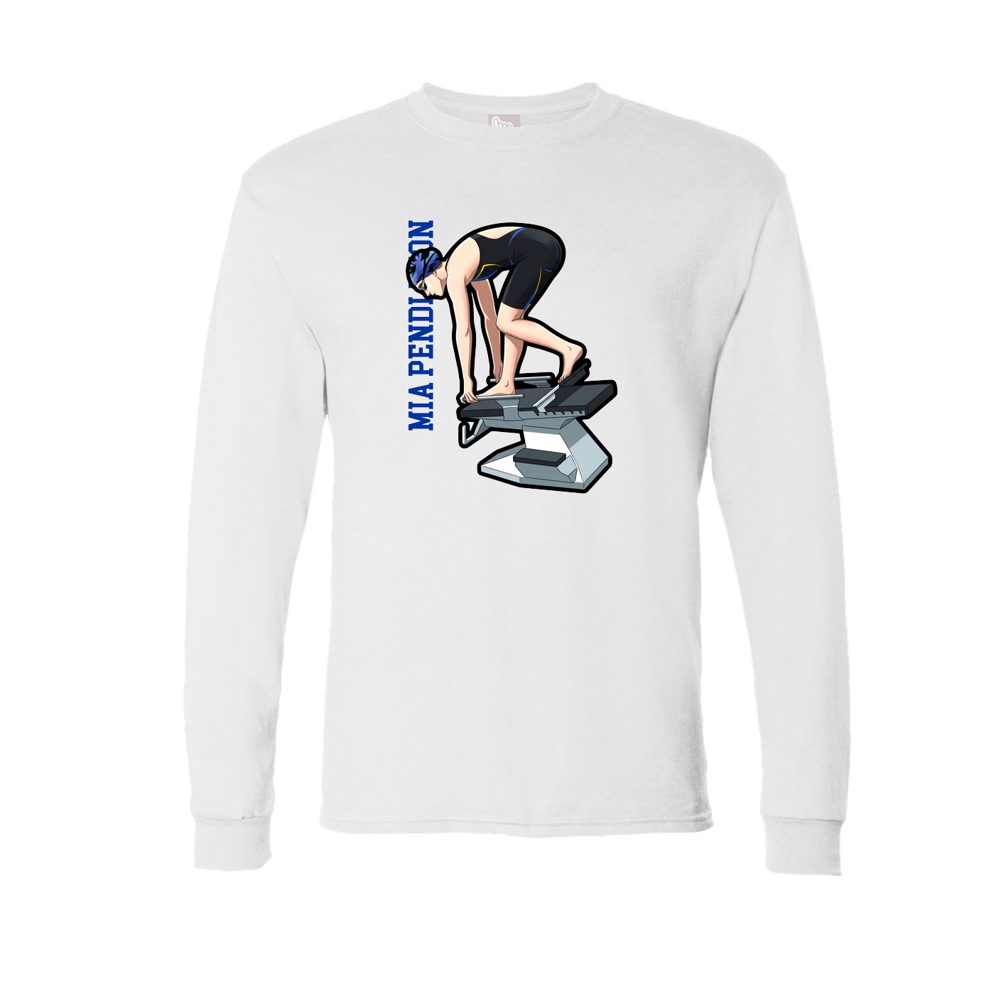 Long Sleeve Tee — Name Vertical in White