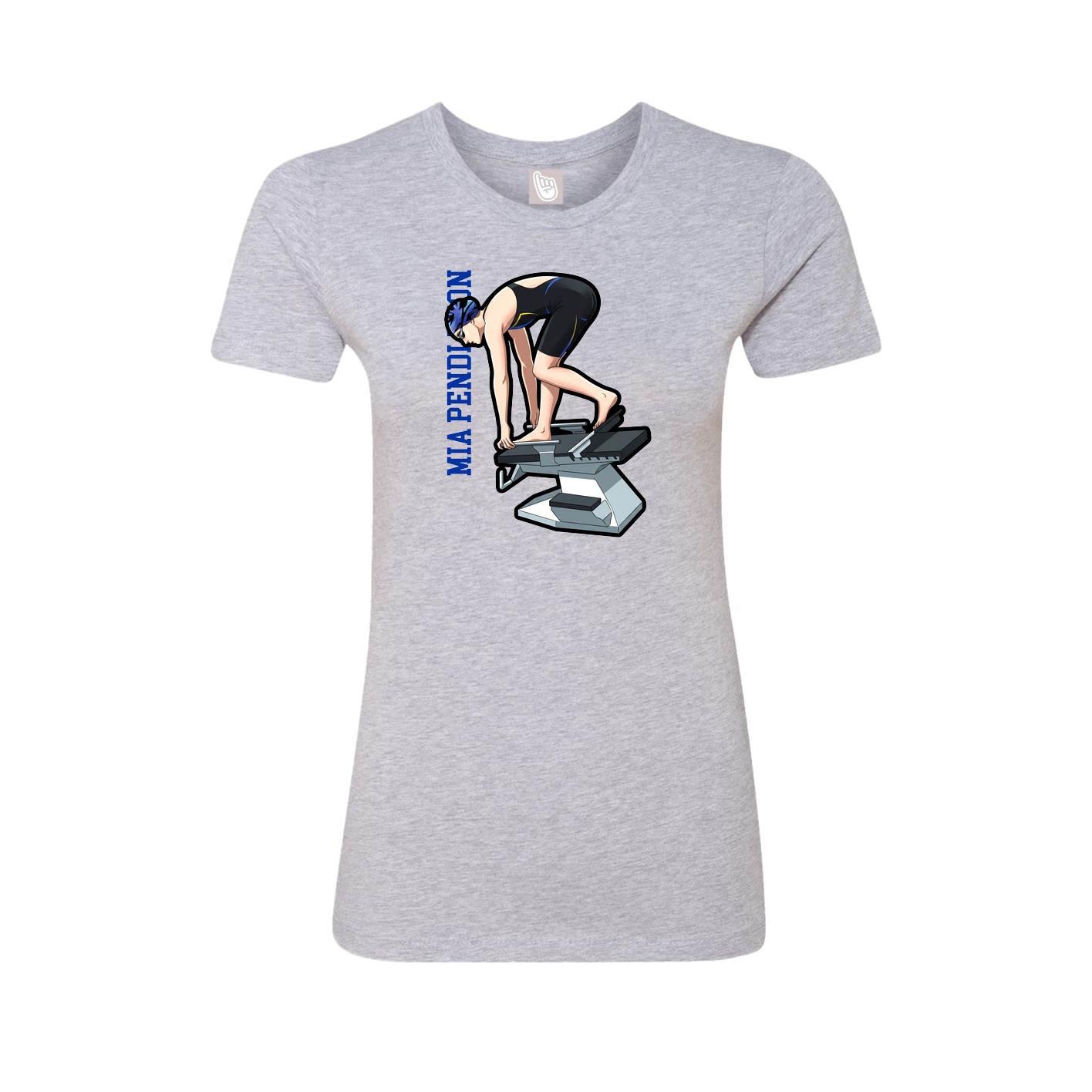 Fitted Women's Tee — Name Vertical in Grey