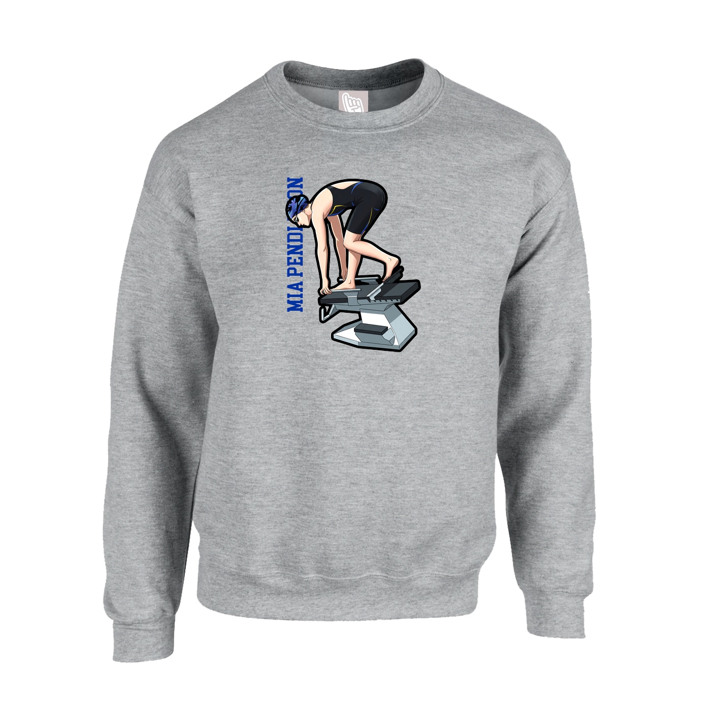 Fleece Crew — Name Vertical in Grey