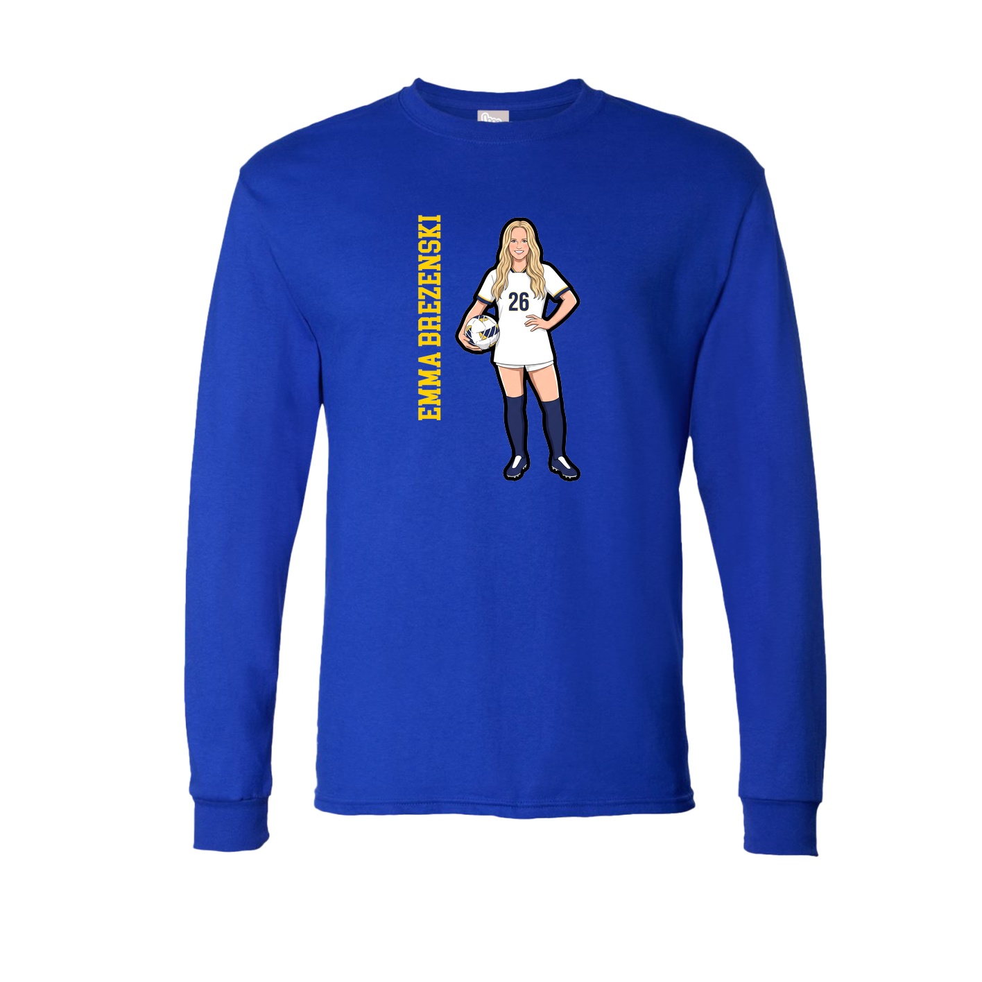 Long Sleeve Tee — Name Vertical in Royal