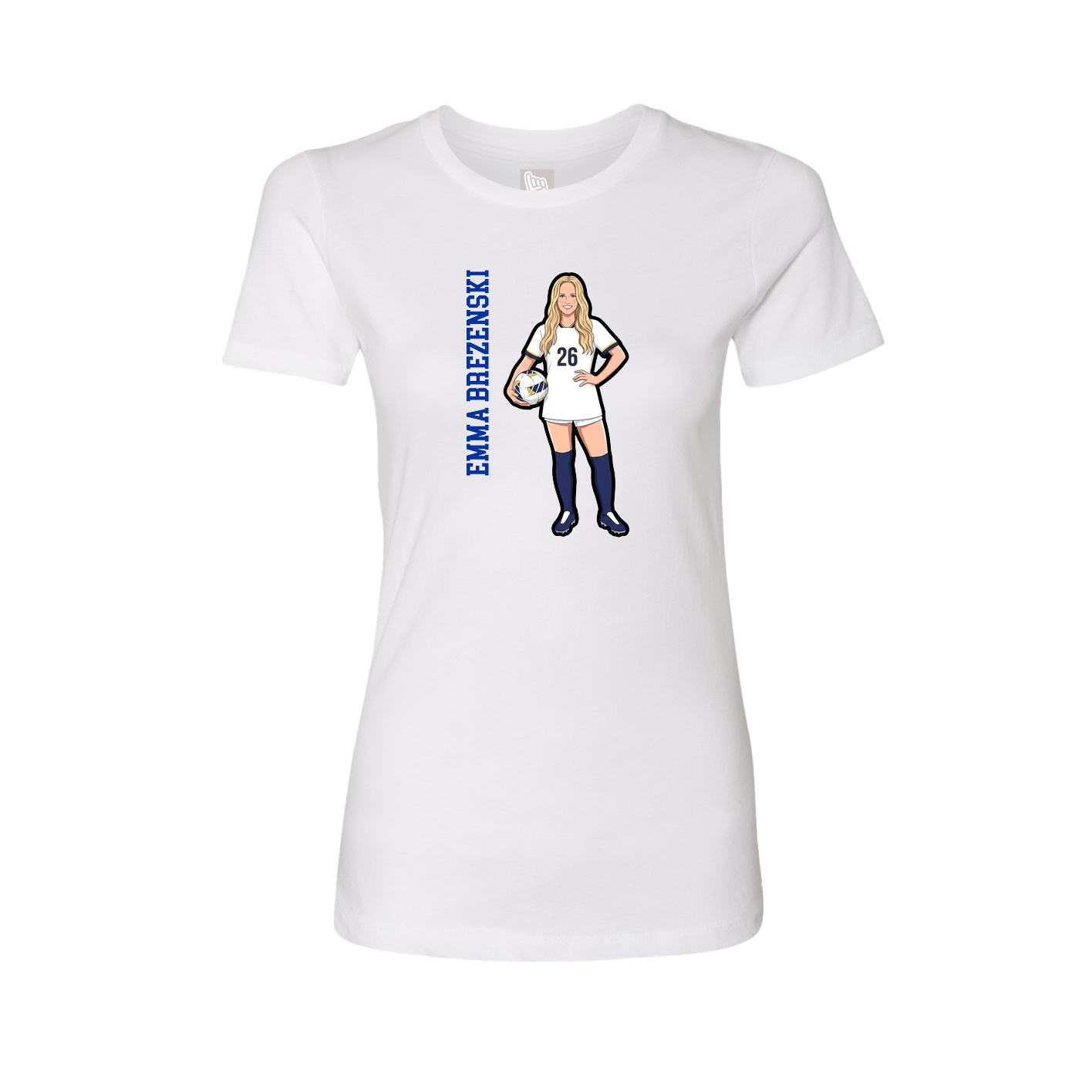 Fitted Women's Tee — Name Vertical in White