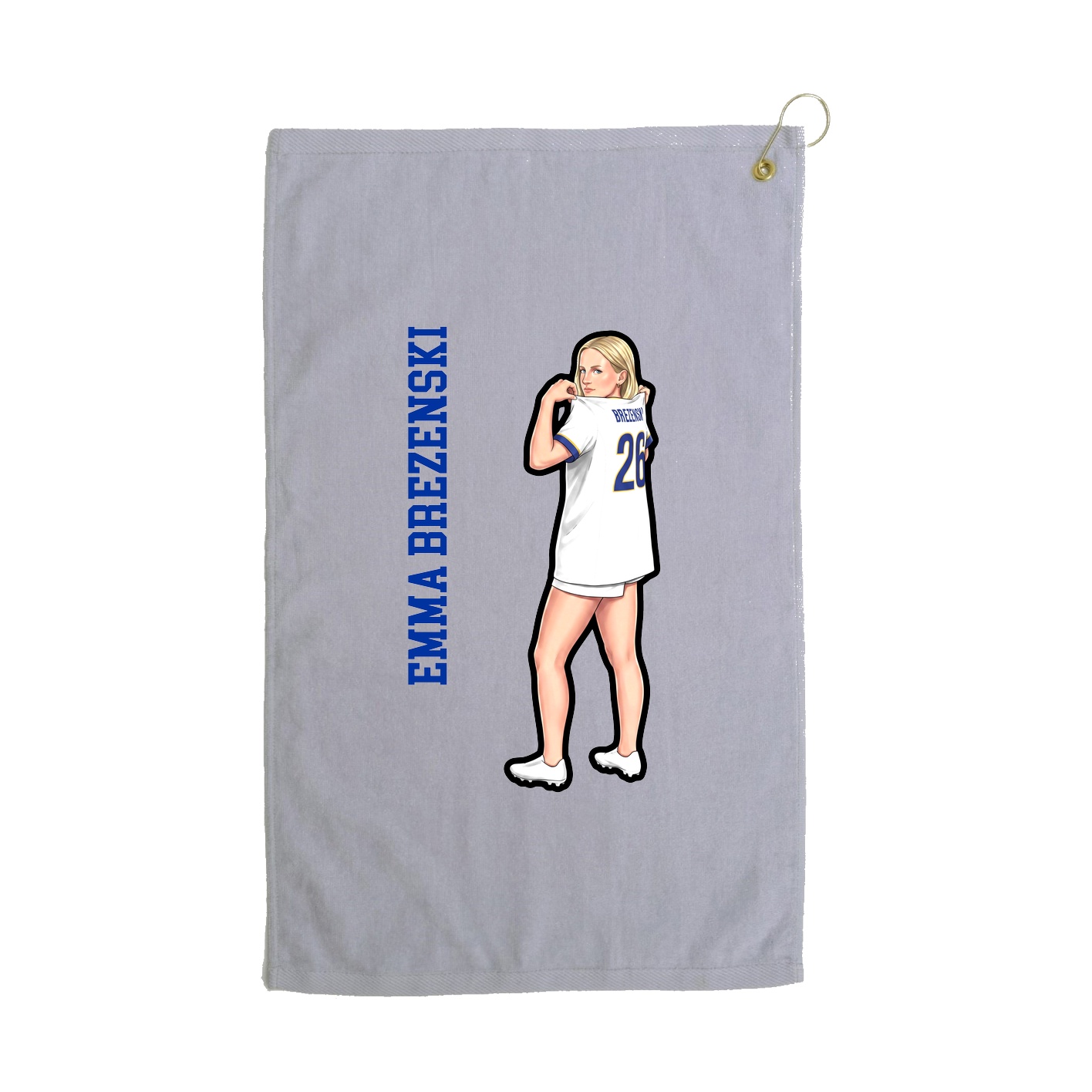 Golf Towel — Name Vertical in Grey