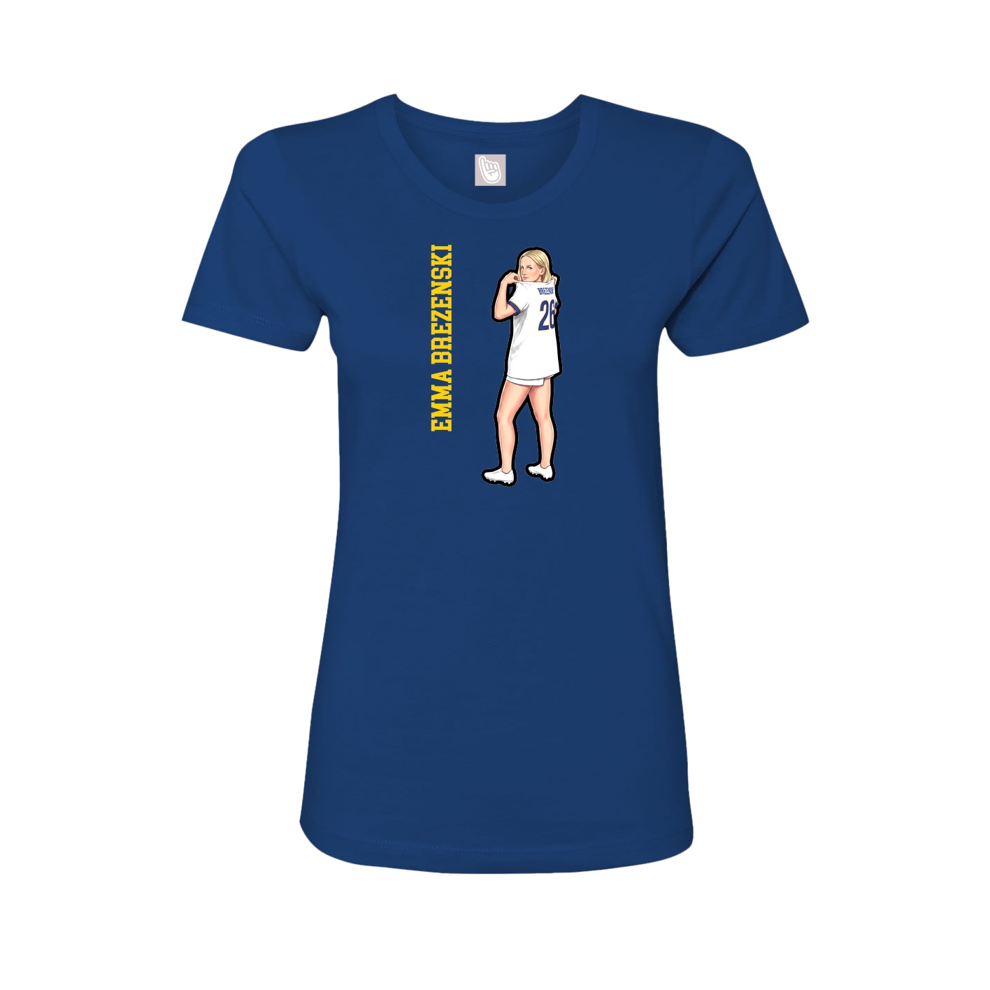 Fitted Women's Tee — Name Vertical in Royal