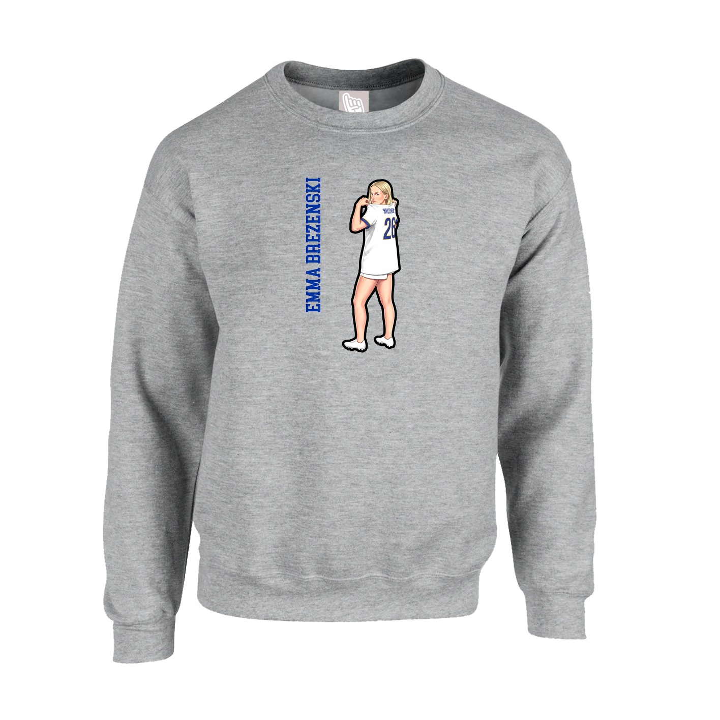 Fleece Crew — Name Vertical in Grey