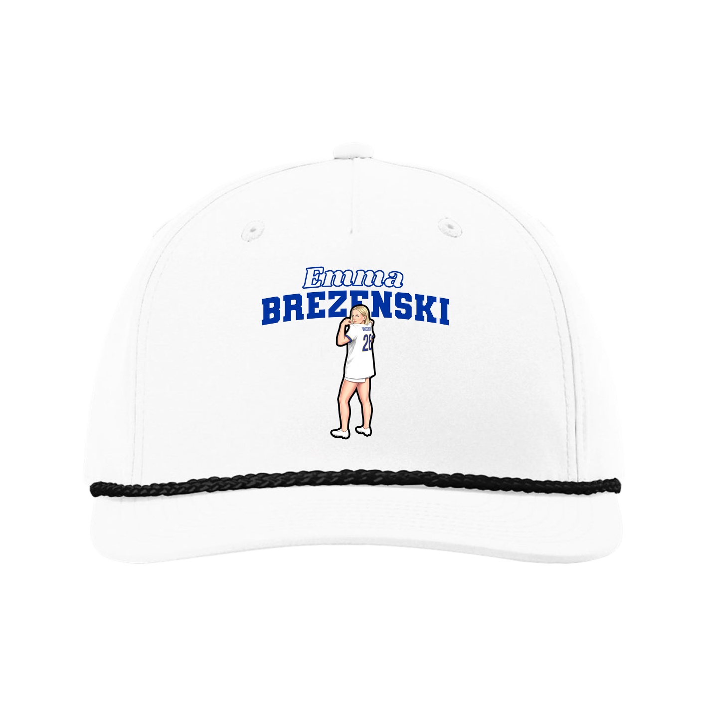 Five-Panel Classic Rope Cap — Name Arch in White