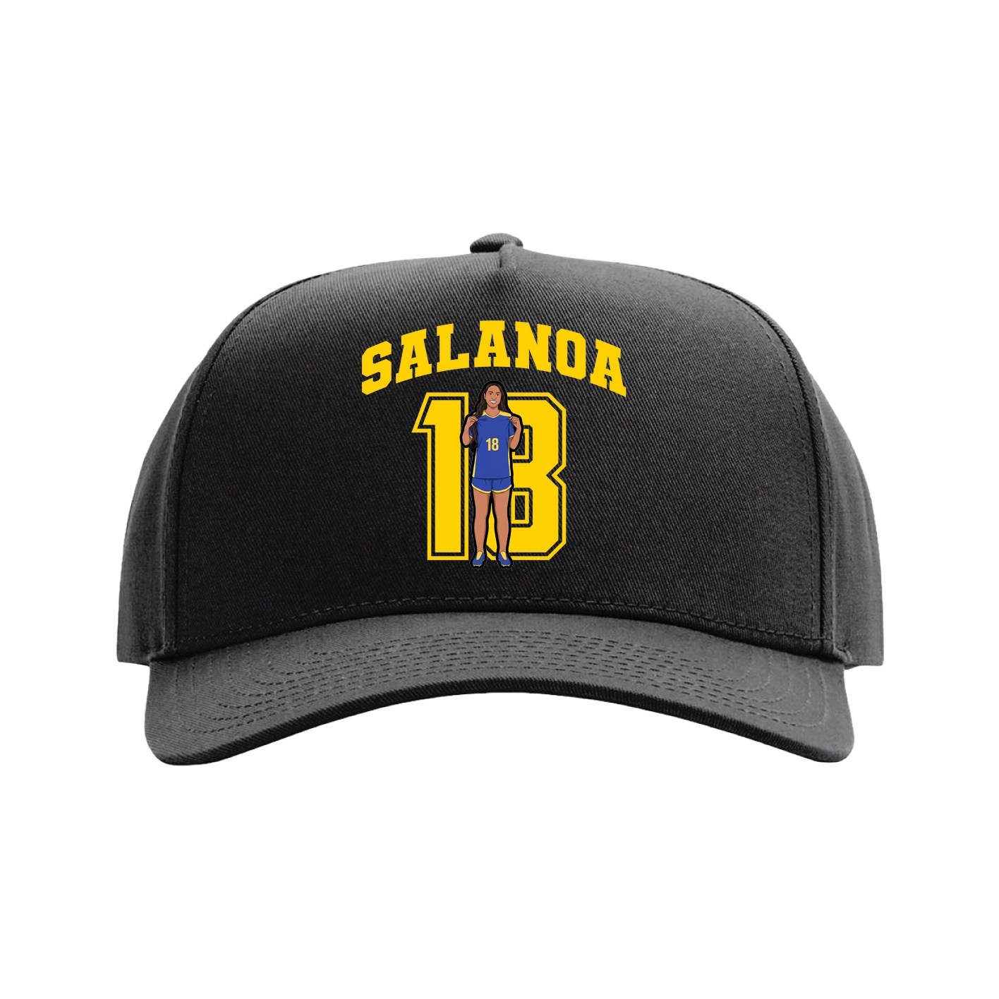 Full Fabric Five-Panel Champ Cap — Number in Black