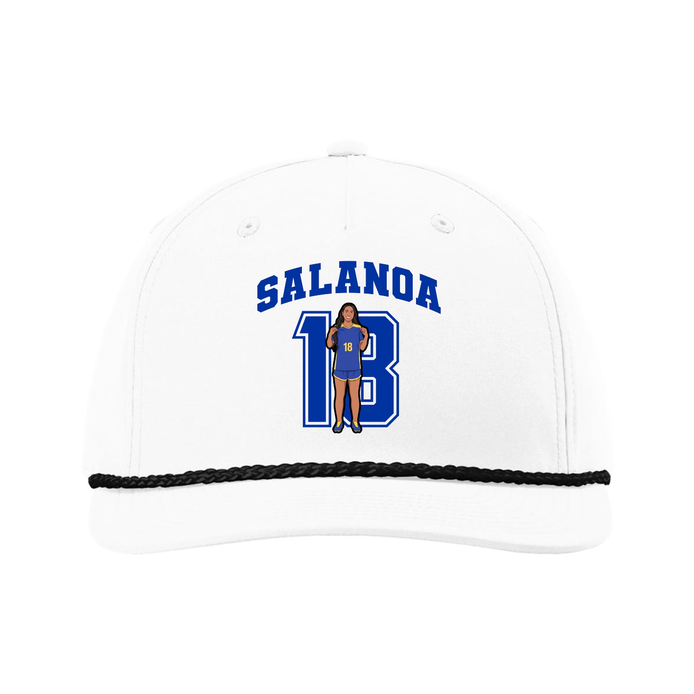 Five-Panel Classic Rope Cap — Number in White