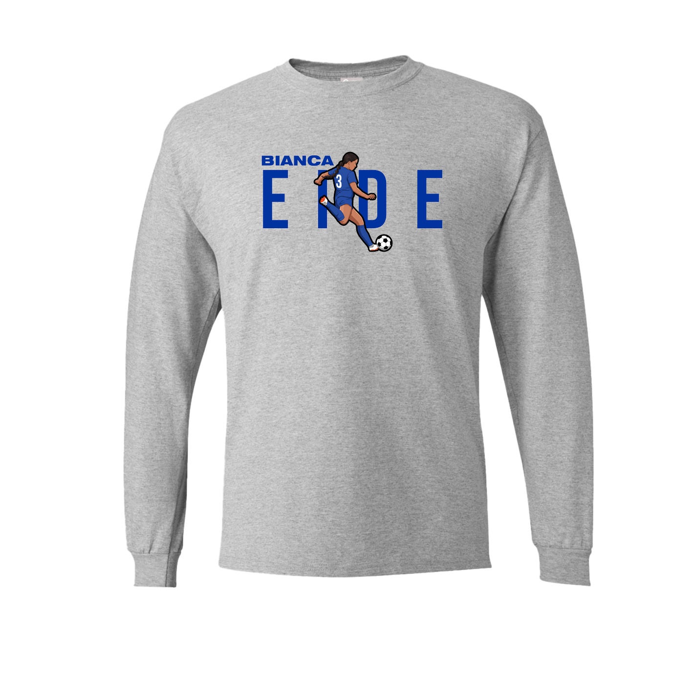 Long Sleeve Tee — Player Name in Grey
