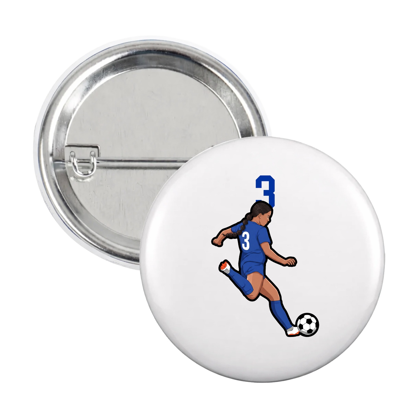 Game Day Button — Number Top in White