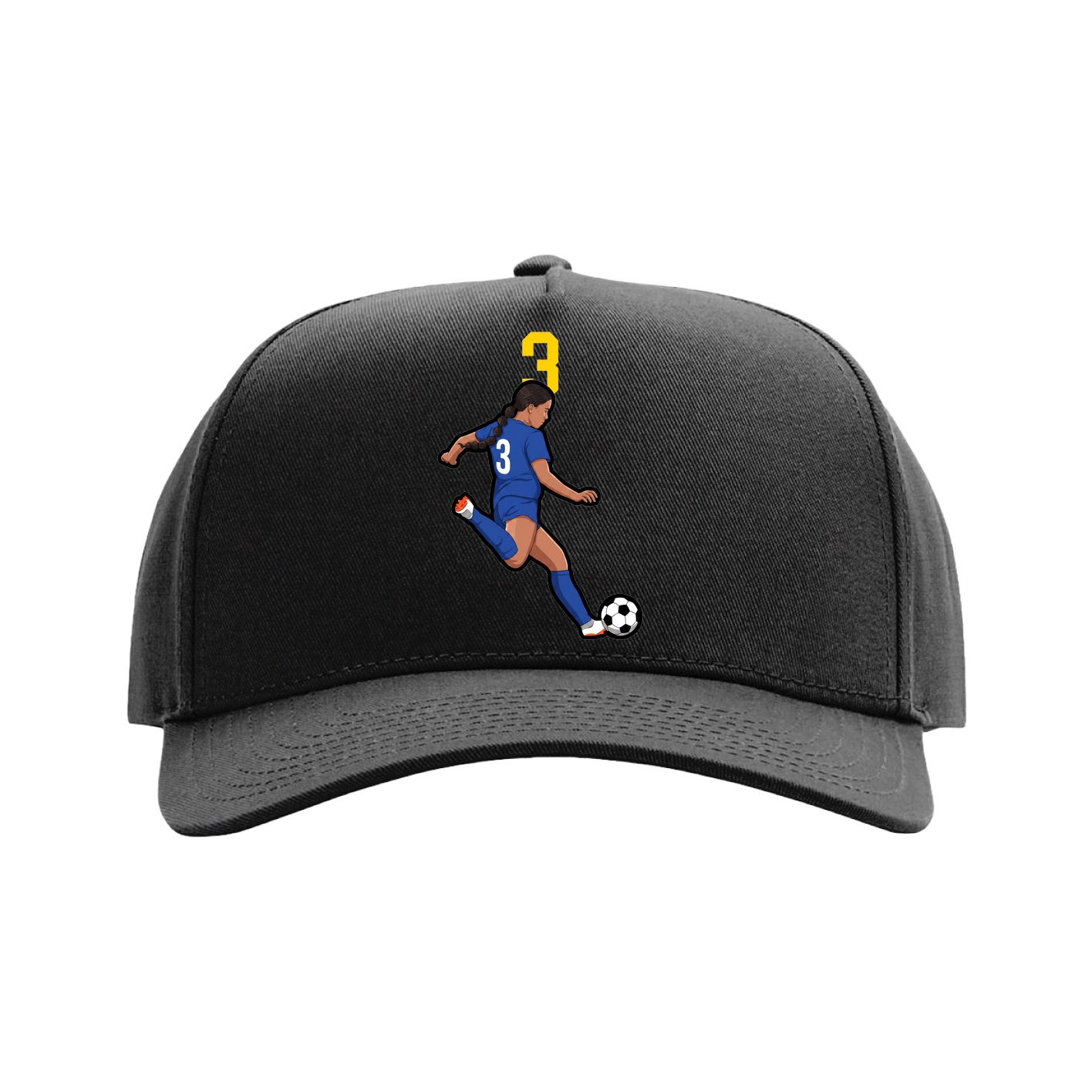 Full Fabric Five-Panel Champ Cap — Number Top in Black