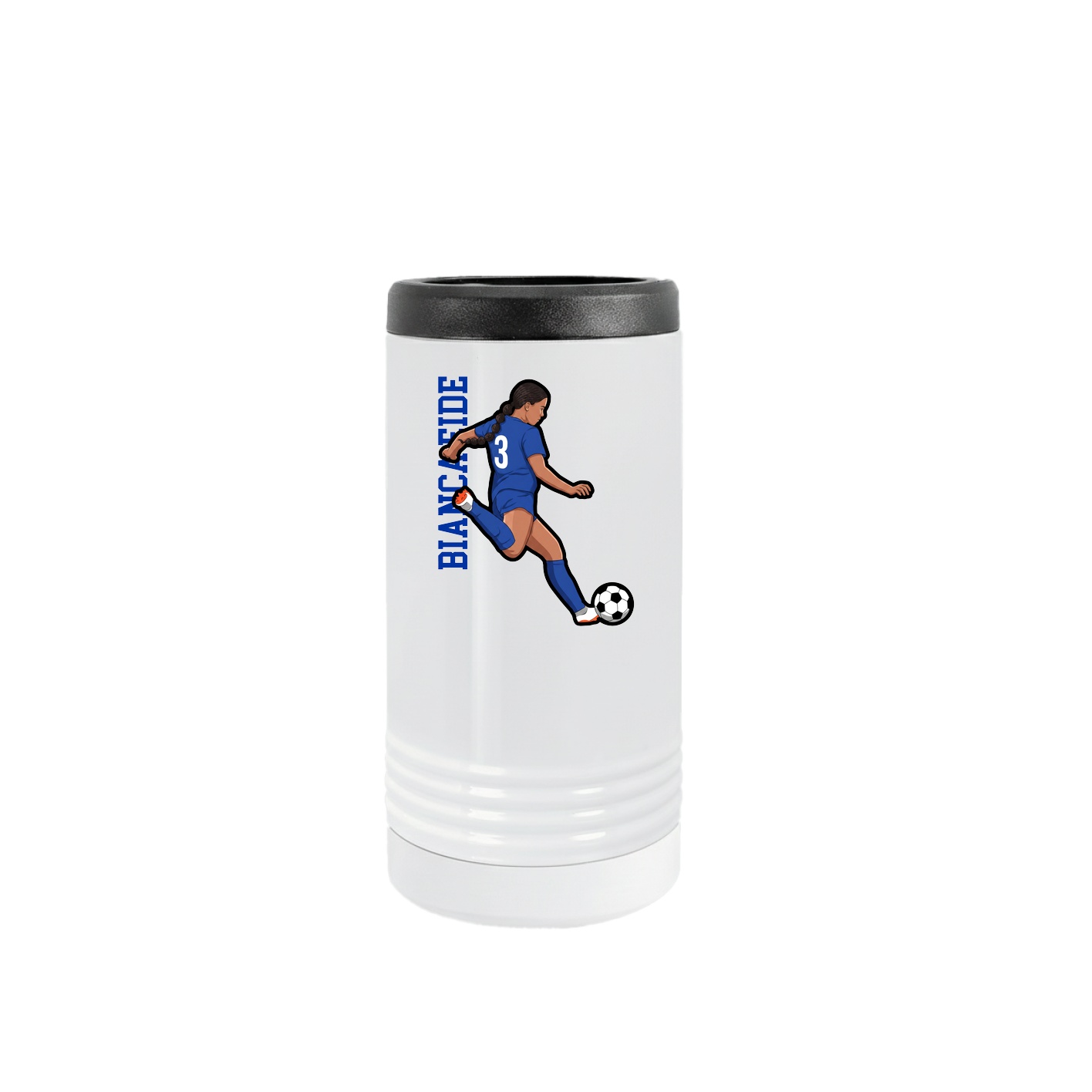 Slim Beverage Holder — Name Vertical in White
