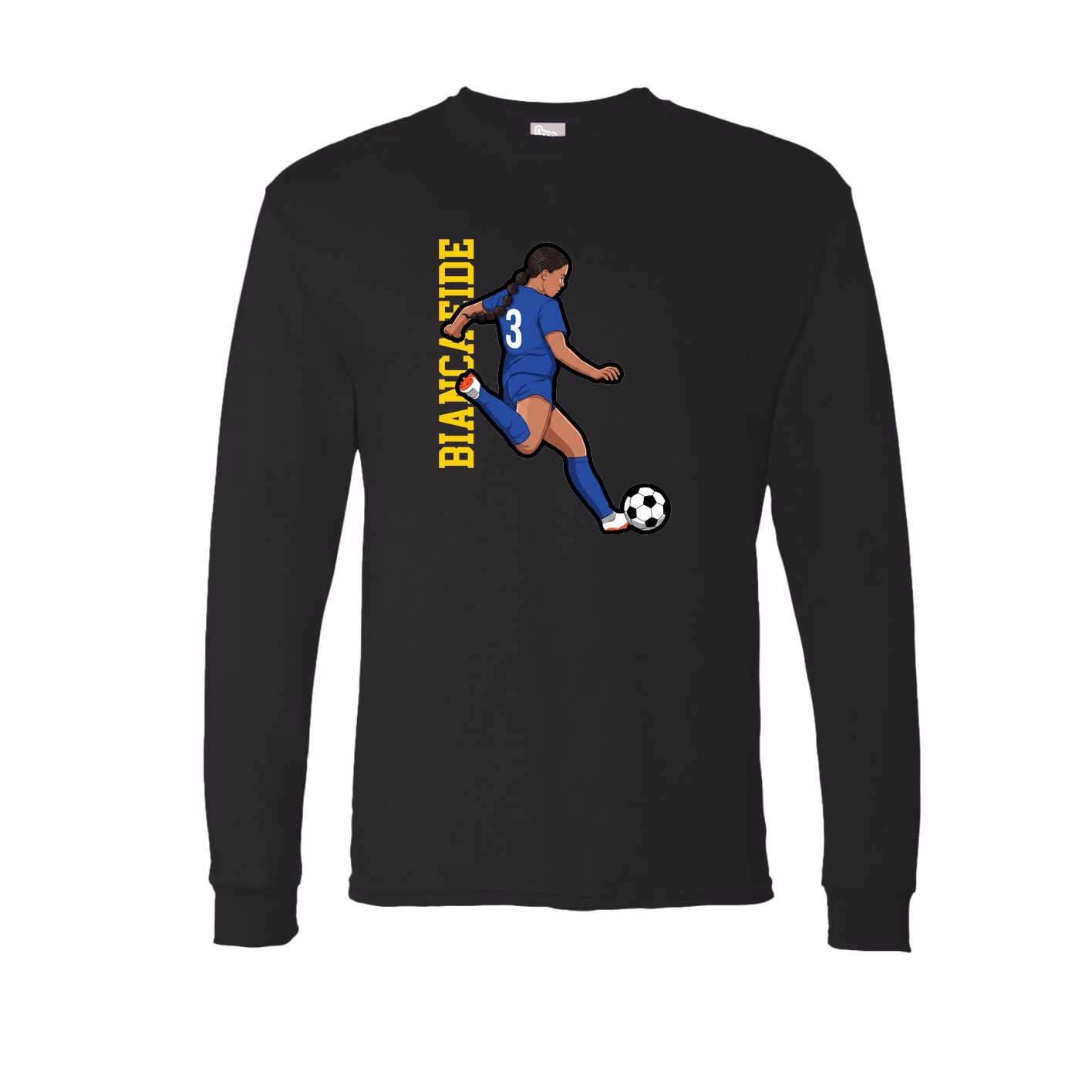 Long Sleeve Tee — Name Vertical in Black