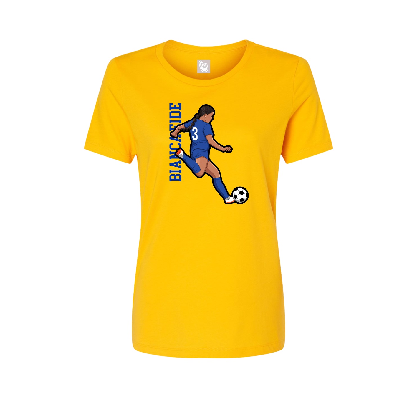 Fitted Women's Tee — Name Vertical in Gold