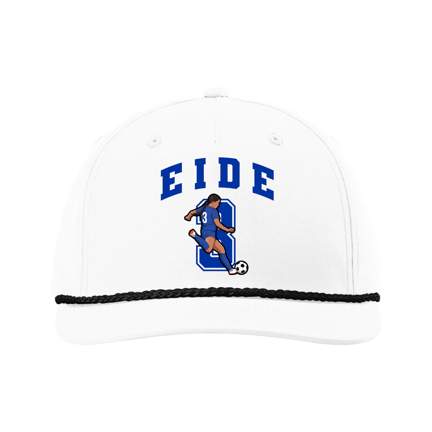 Five-Panel Classic Rope Cap — Number in White