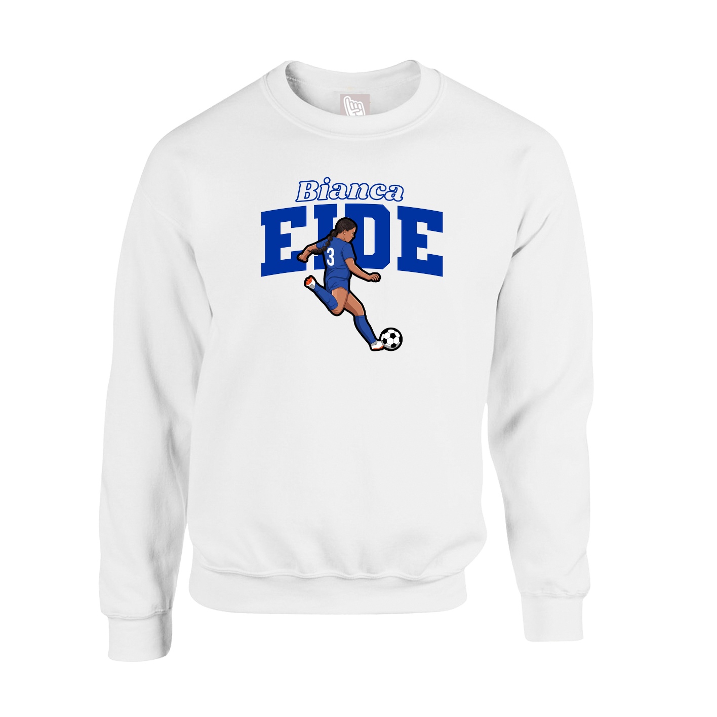 Fleece Crew — Name Arch in White