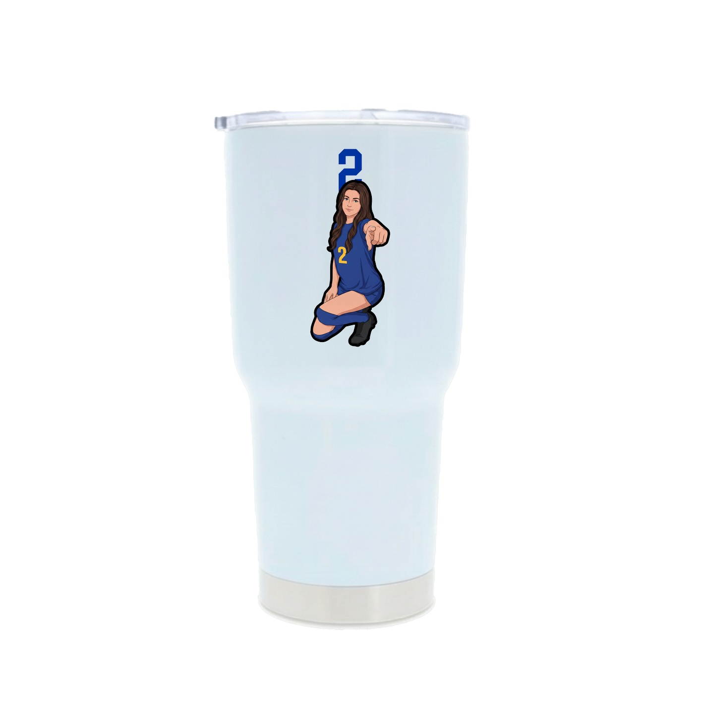 30oz Stainless Steel Tumbler — Number Top in White