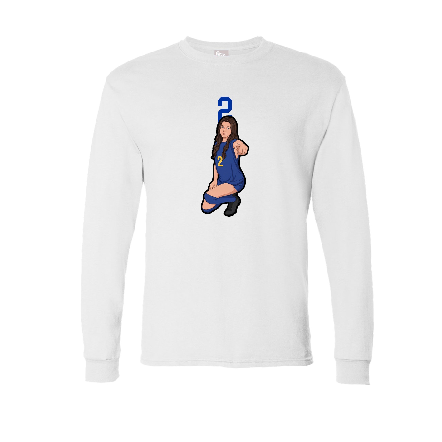 Long Sleeve Tee — Number Top in White