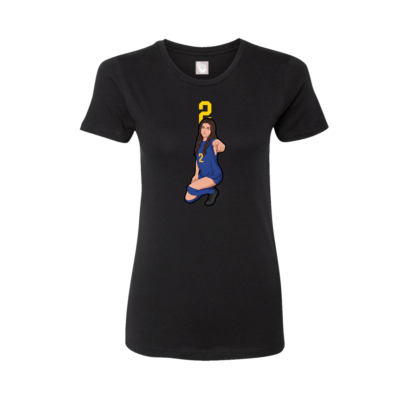 Fitted Women's Tee — Number Top in Black