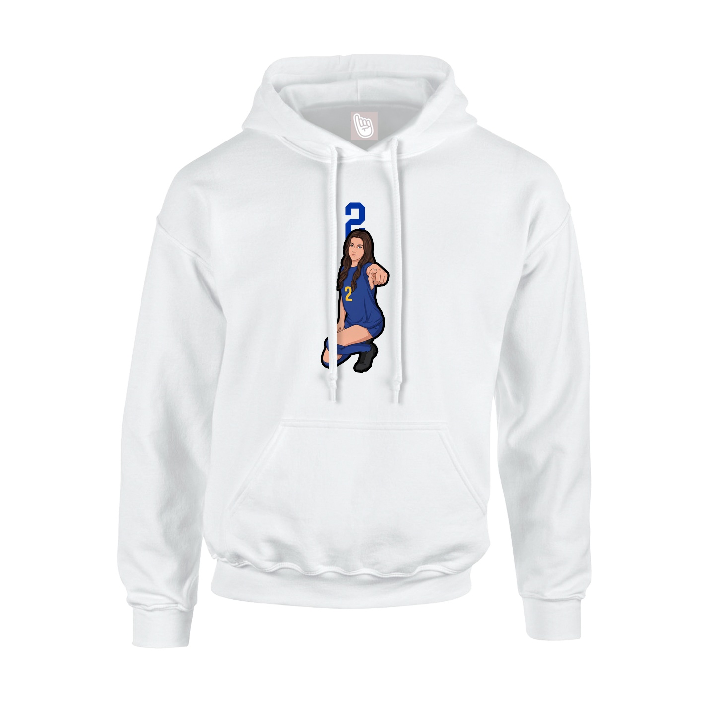 Youth Hoodie — Number Top in White
