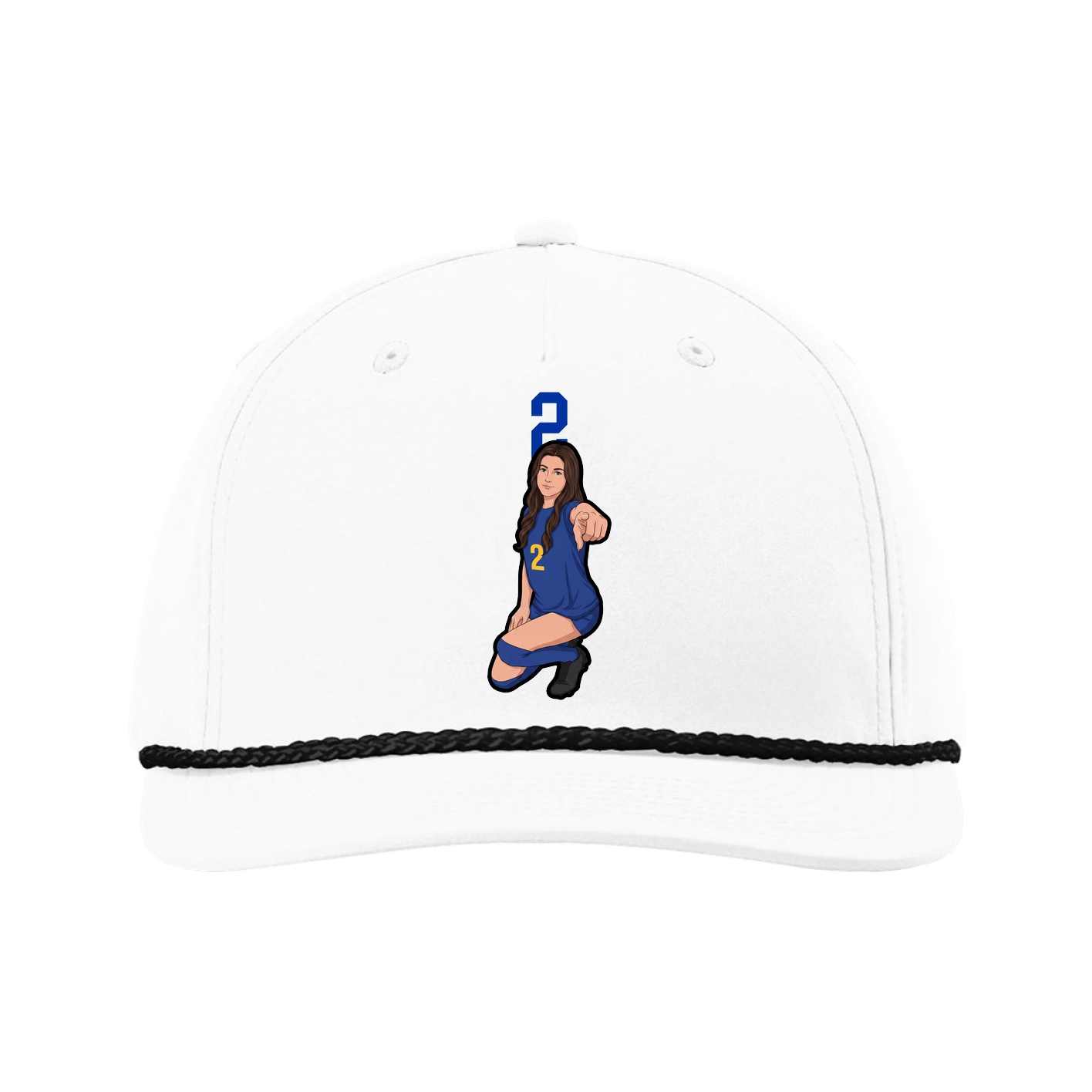 Five-Panel Classic Rope Cap — Number Top in White