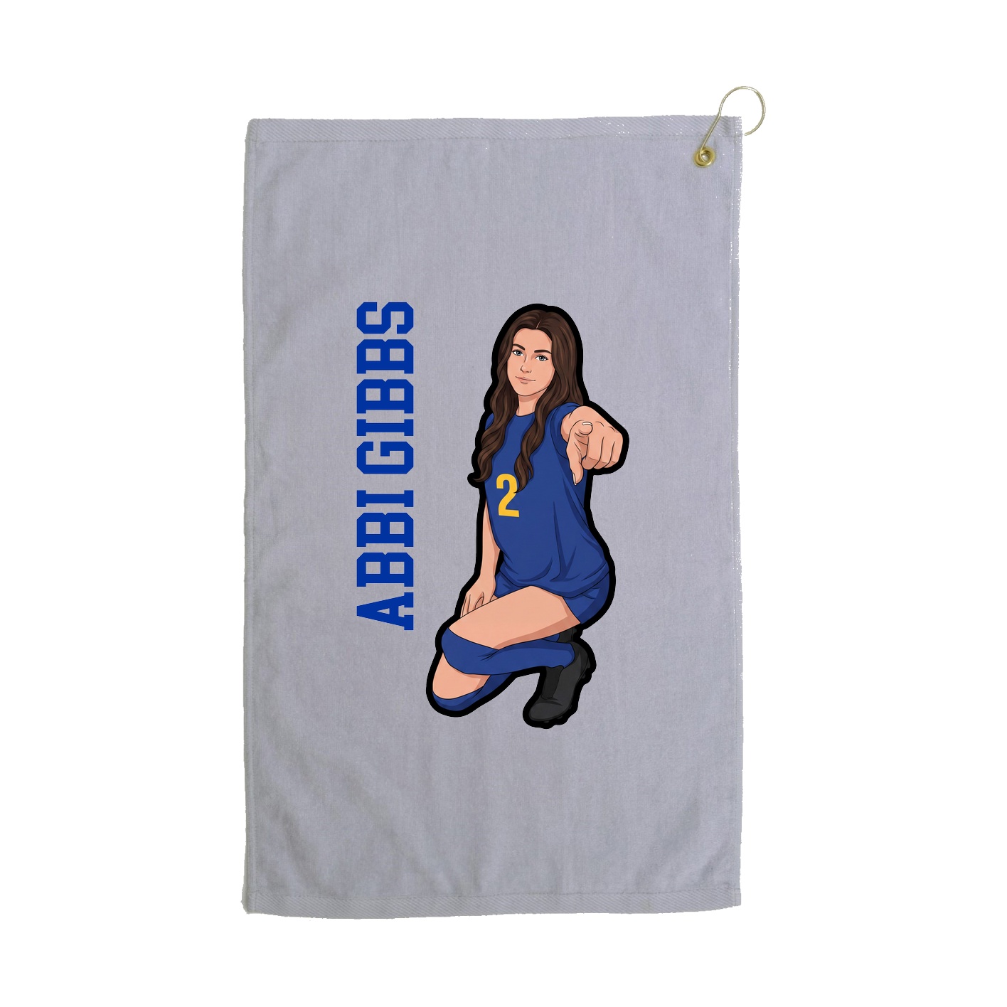 Golf Towel — Name Vertical in Grey