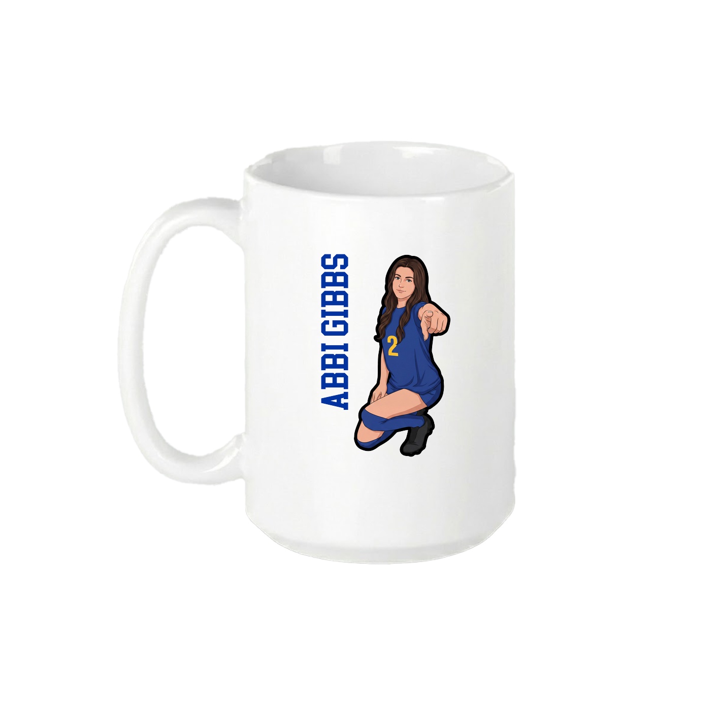 15oz Coffee Mug — Name Vertical in White