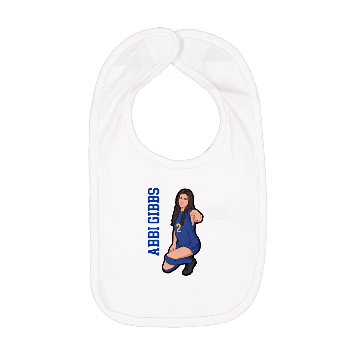 Infant Bib — Name Vertical in White