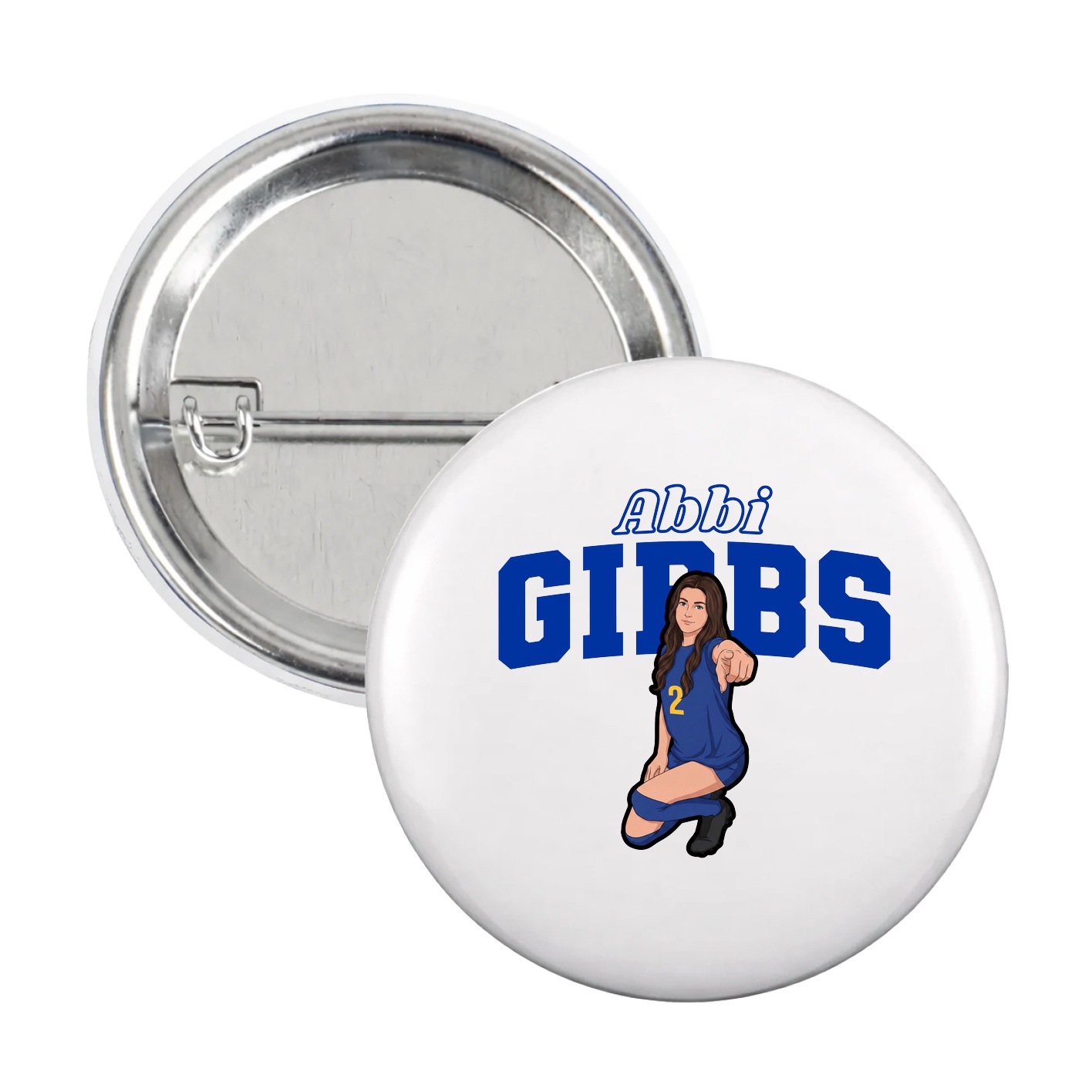 Game Day Button — Name Arch in White
