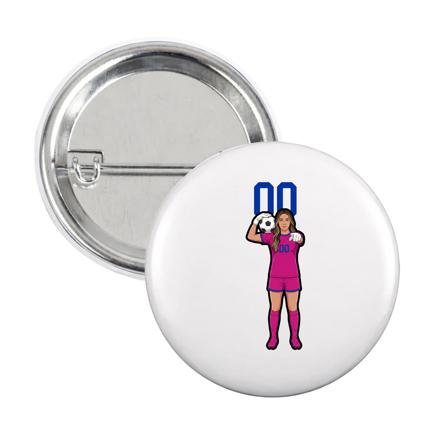 Game Day Button — Number Top in White