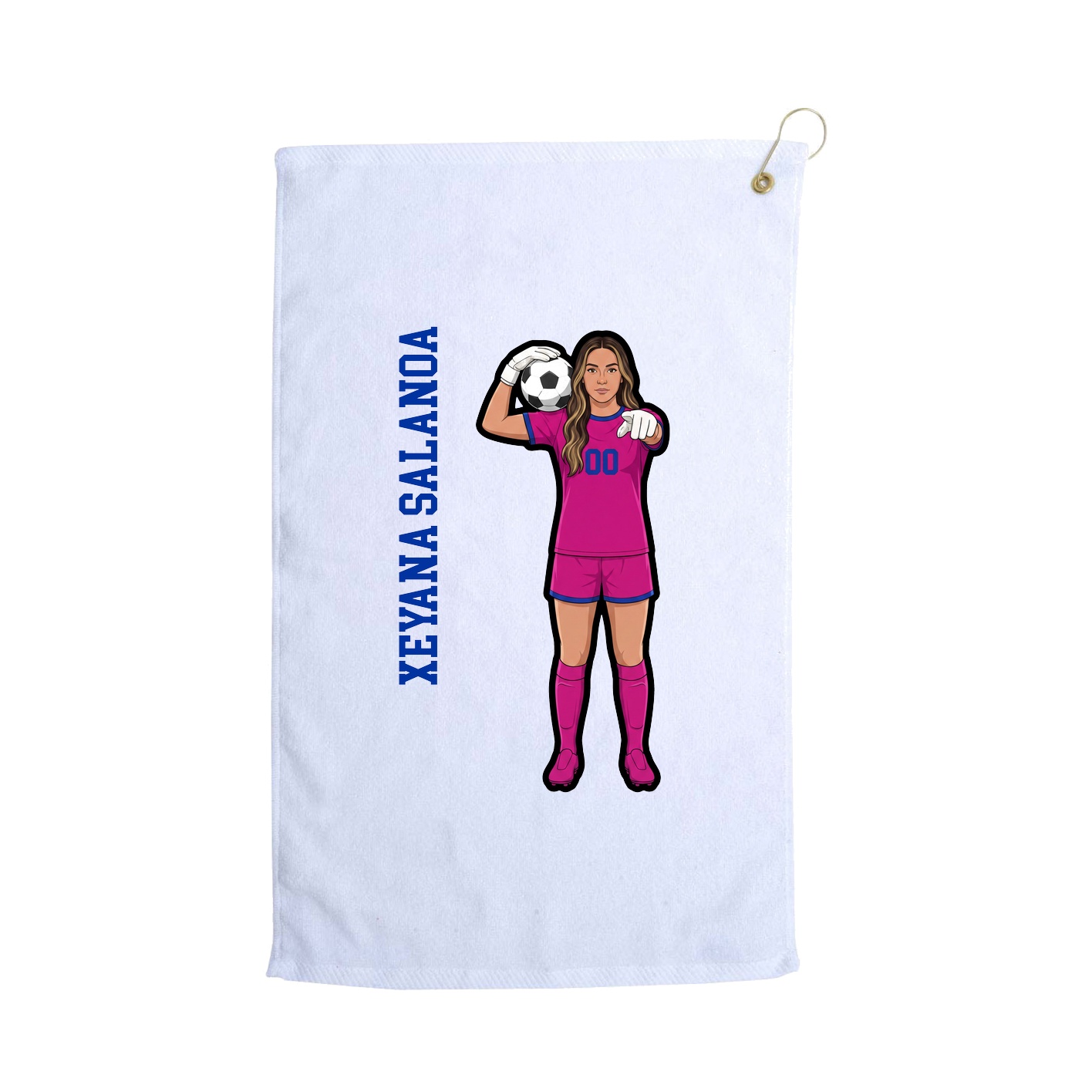 Golf Towel — Name Vertical in White