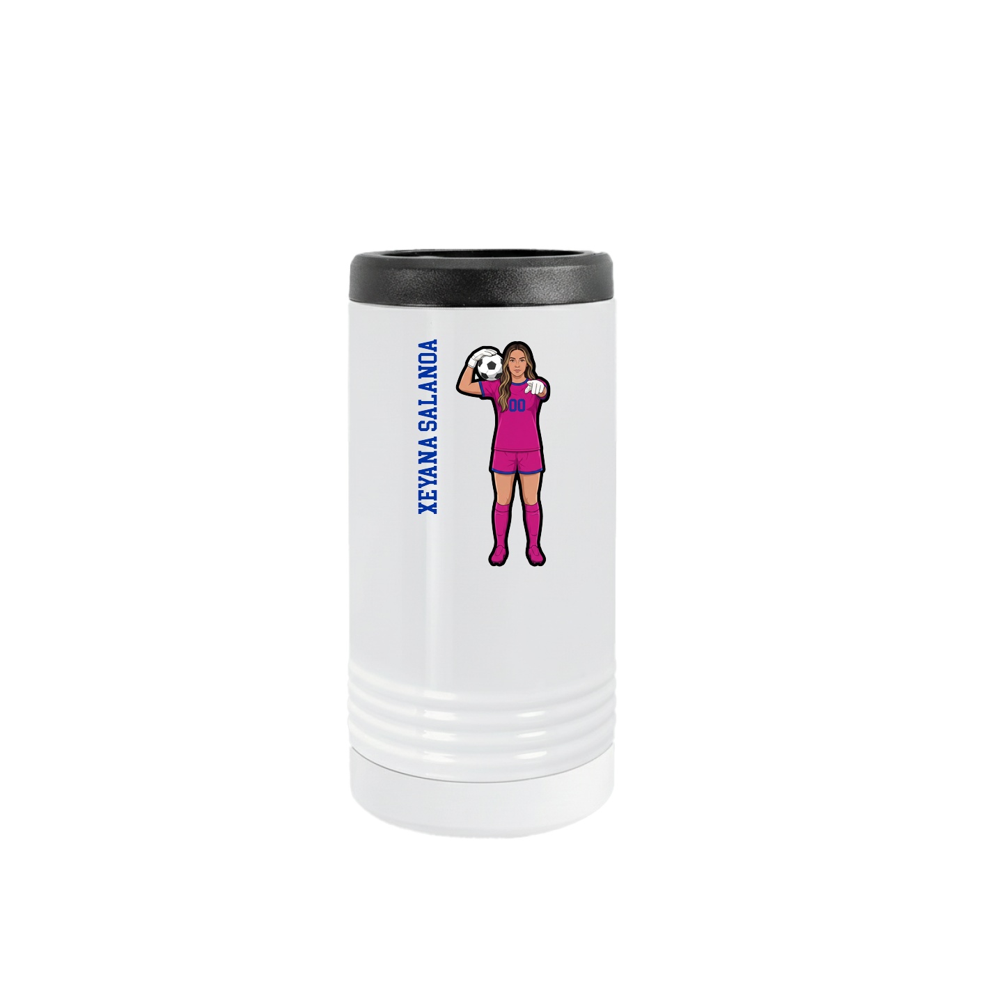 Slim Beverage Holder — Name Vertical in White