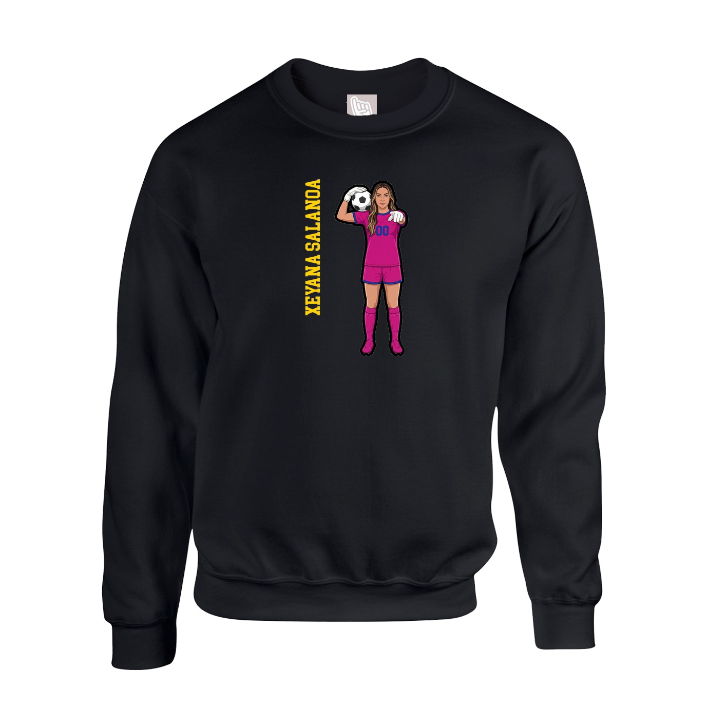 Fleece Crew — Name Vertical in Black