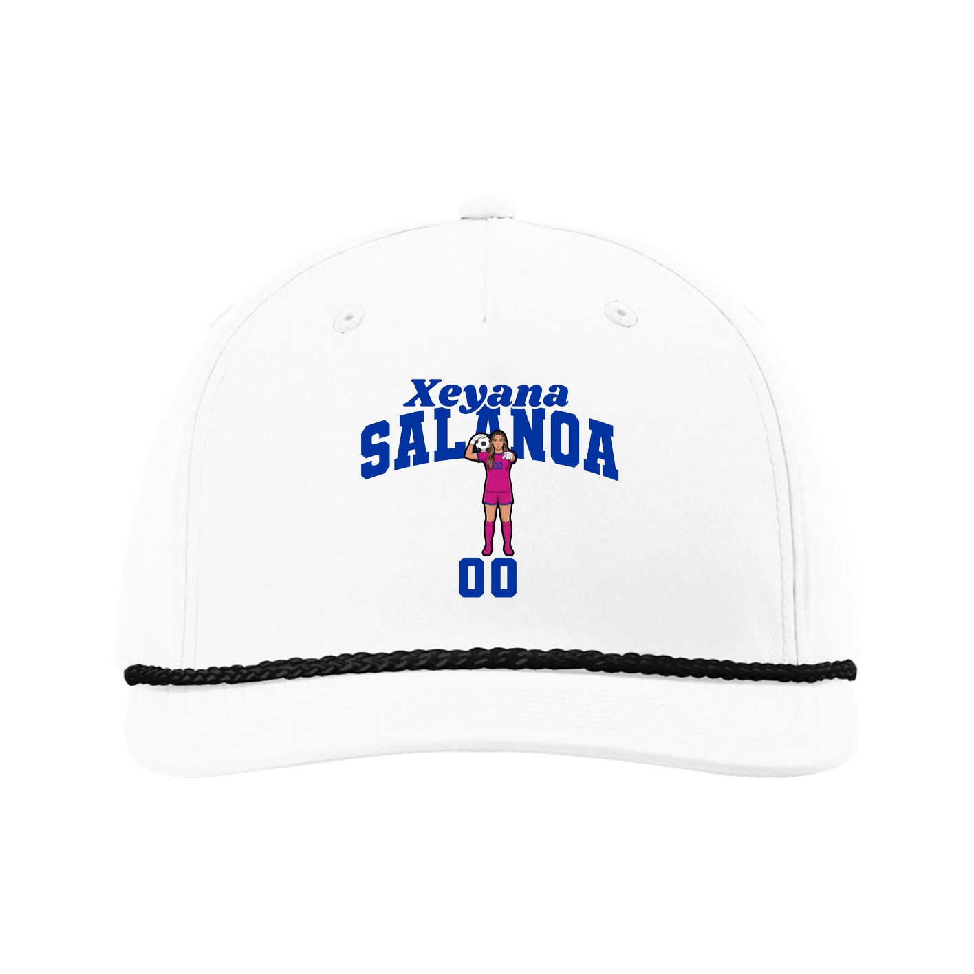 Five-Panel Classic Rope Cap — Signature Arch in White