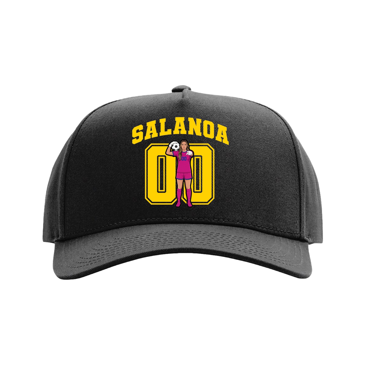 Full Fabric Five-Panel Champ Cap — Number in Black
